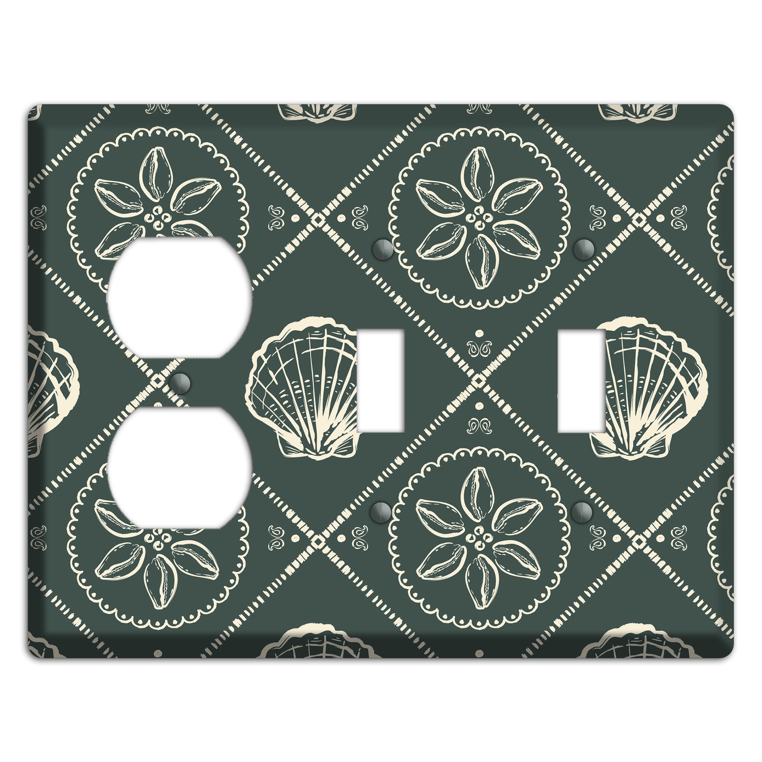 Slate Cowrie Medallion Duplex / 2 Toggle Wallplate