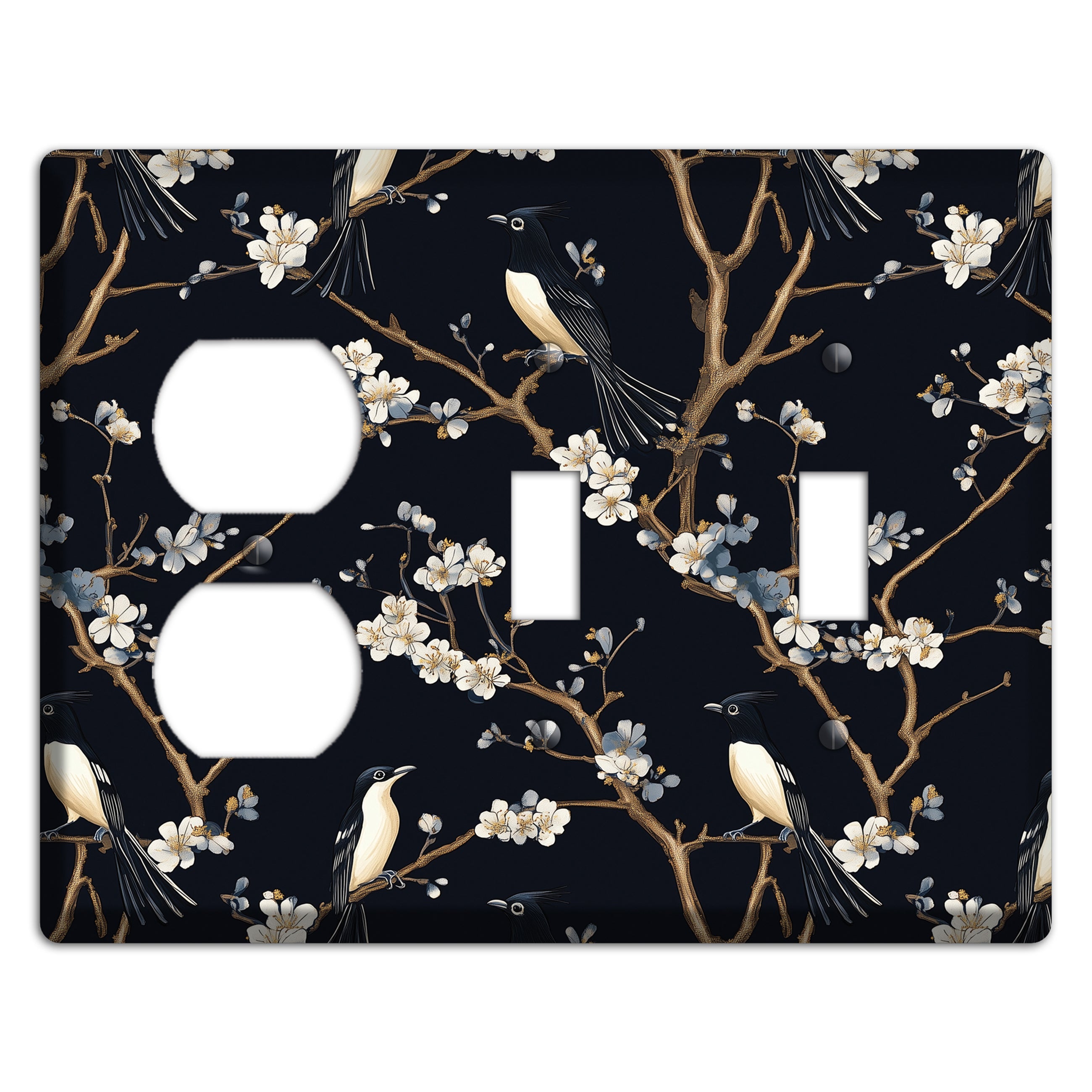 Plum Blossom Vigil Duplex / 2 Toggle Wallplate