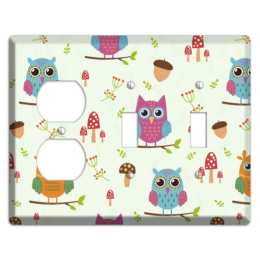 Forest Owls (Mint) Duplex / 2 Toggle Wallplate