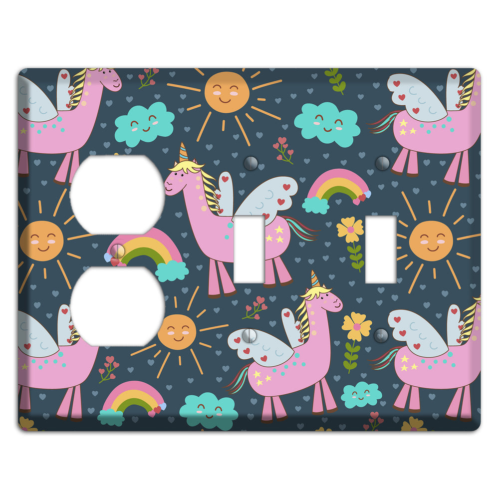 Magic Meadow (Navy) Duplex / 2 Toggle Wallplate
