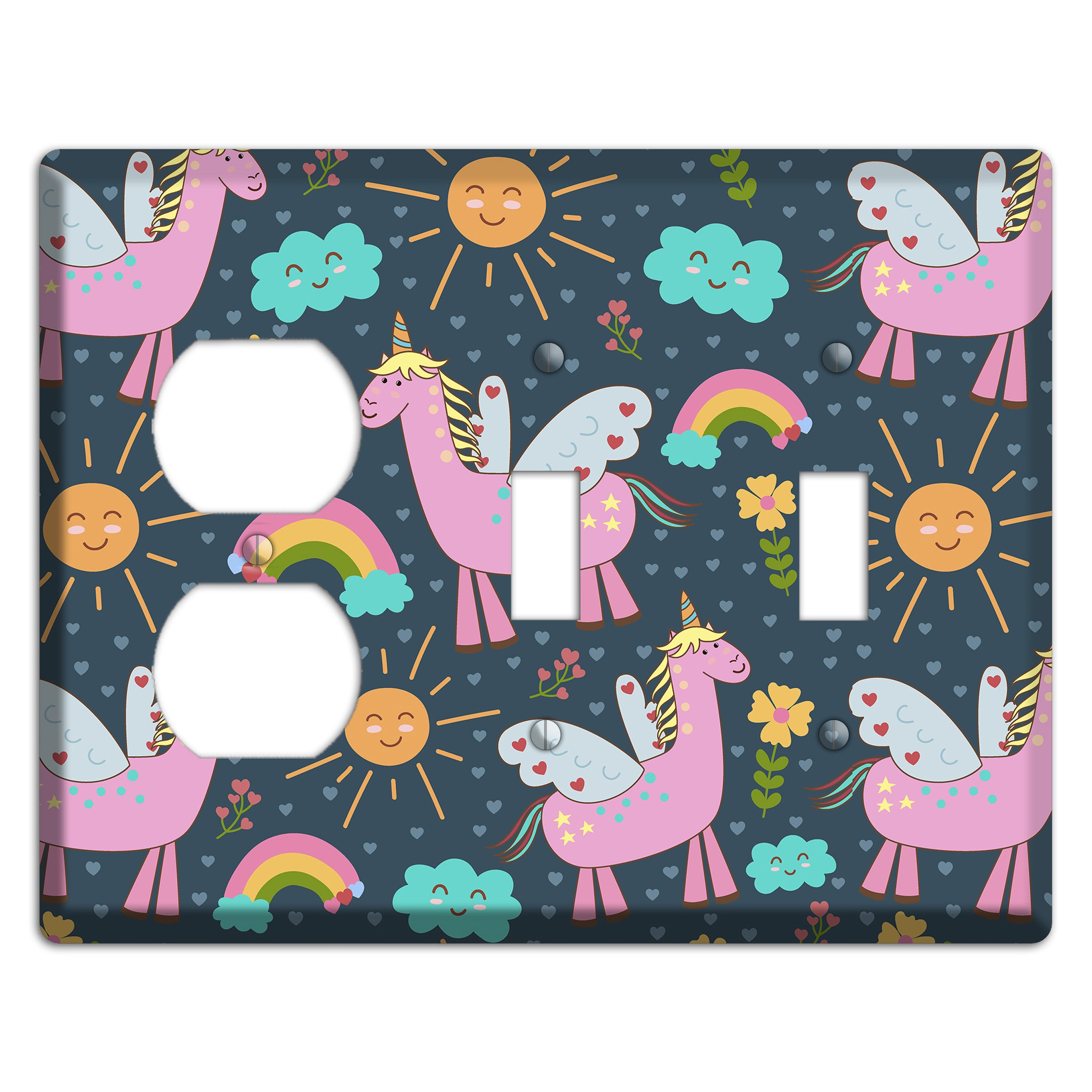 Magic Meadow (Navy) Duplex / 2 Toggle Wallplate
