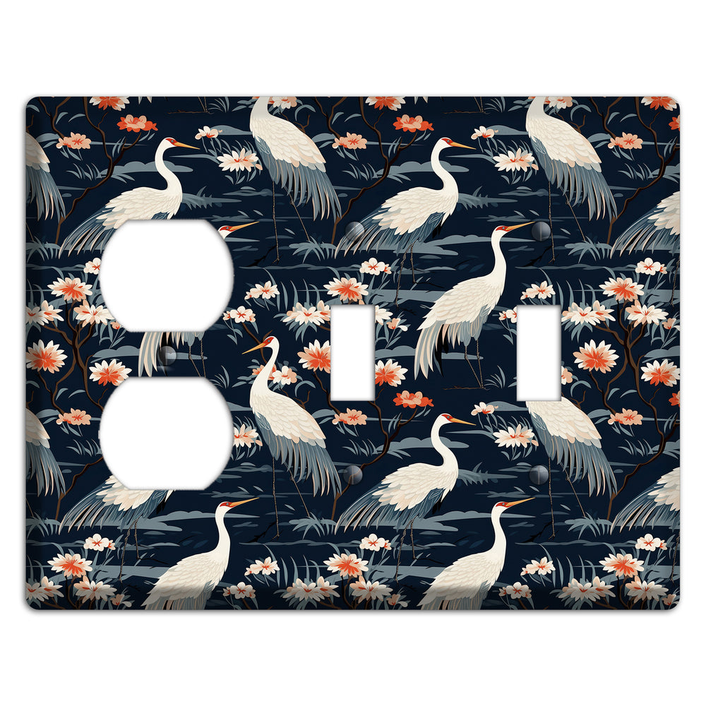 Navy Heron Nocturne Duplex / 2 Toggle Wallplate