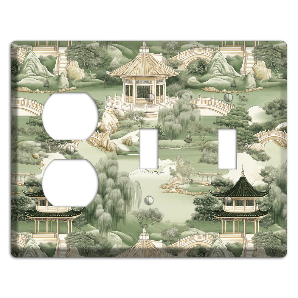 Jade Garden Toile Duplex / 2 Toggle Wallplate