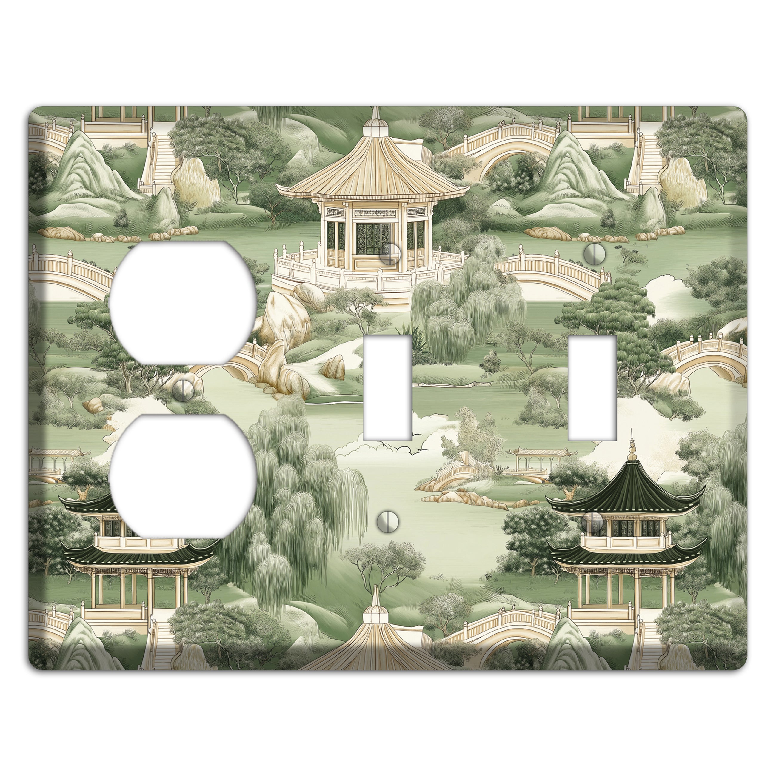 Jade Garden Toile Duplex / 2 Toggle Wallplate