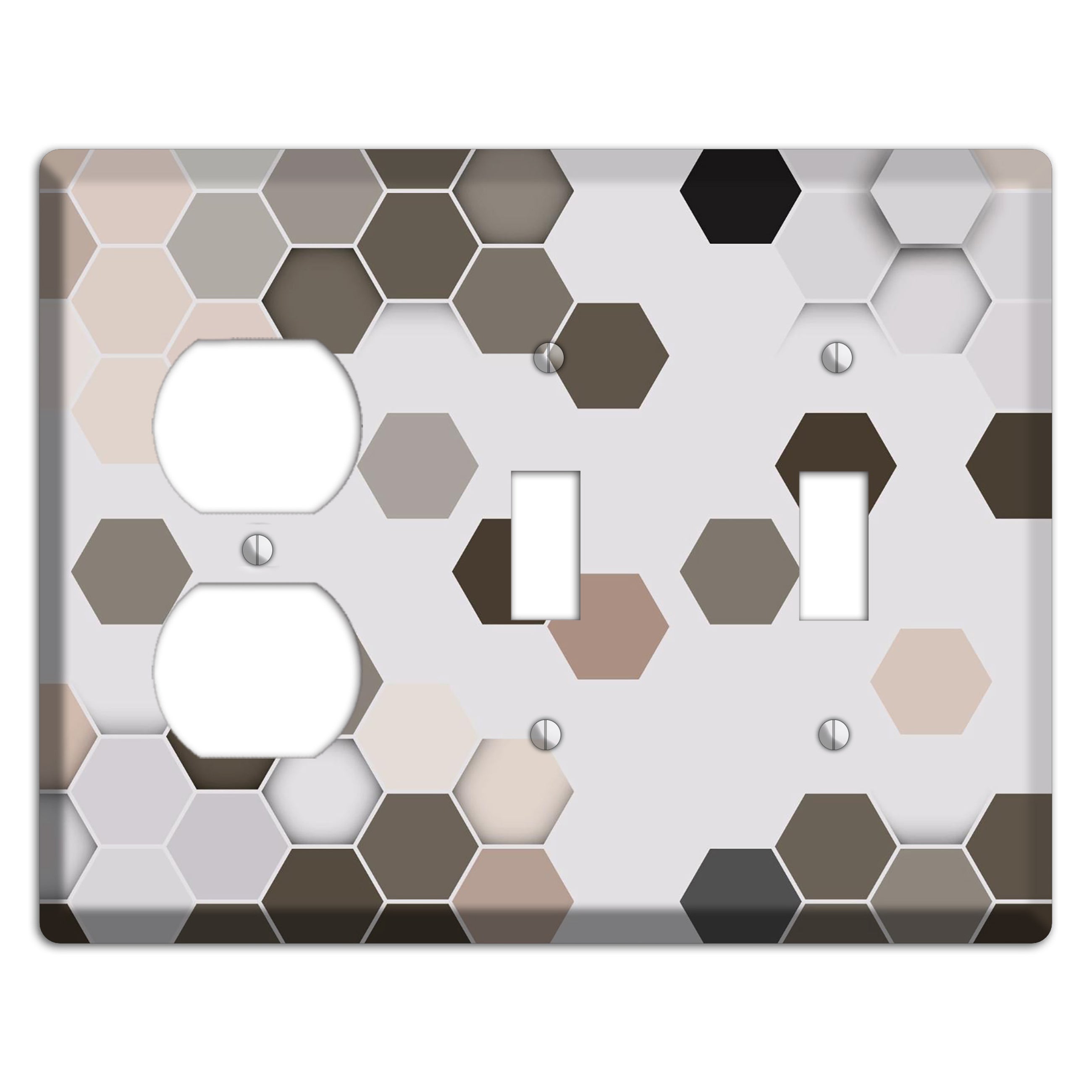 Hex Grid – Cool Slate Duplex / 2 Toggle Wallplate