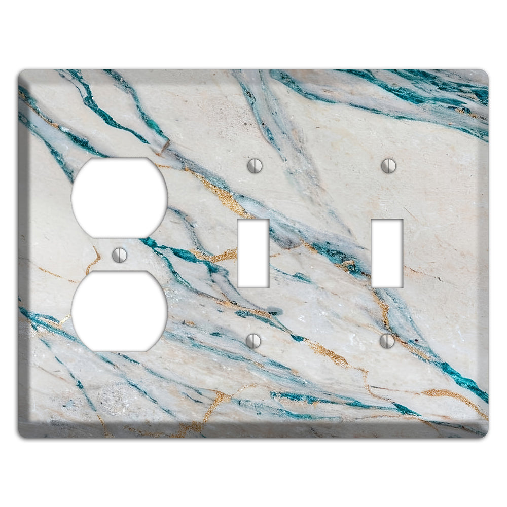 Bondi Blue Marble Duplex / 2 Toggle Wallplate