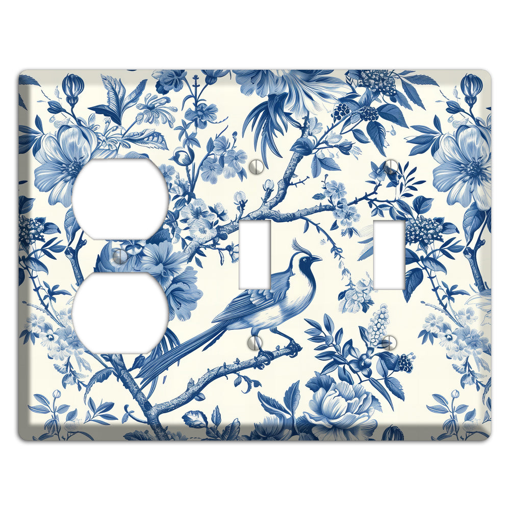 Garden Reverie Blue Duplex / 2 Toggle Wallplate