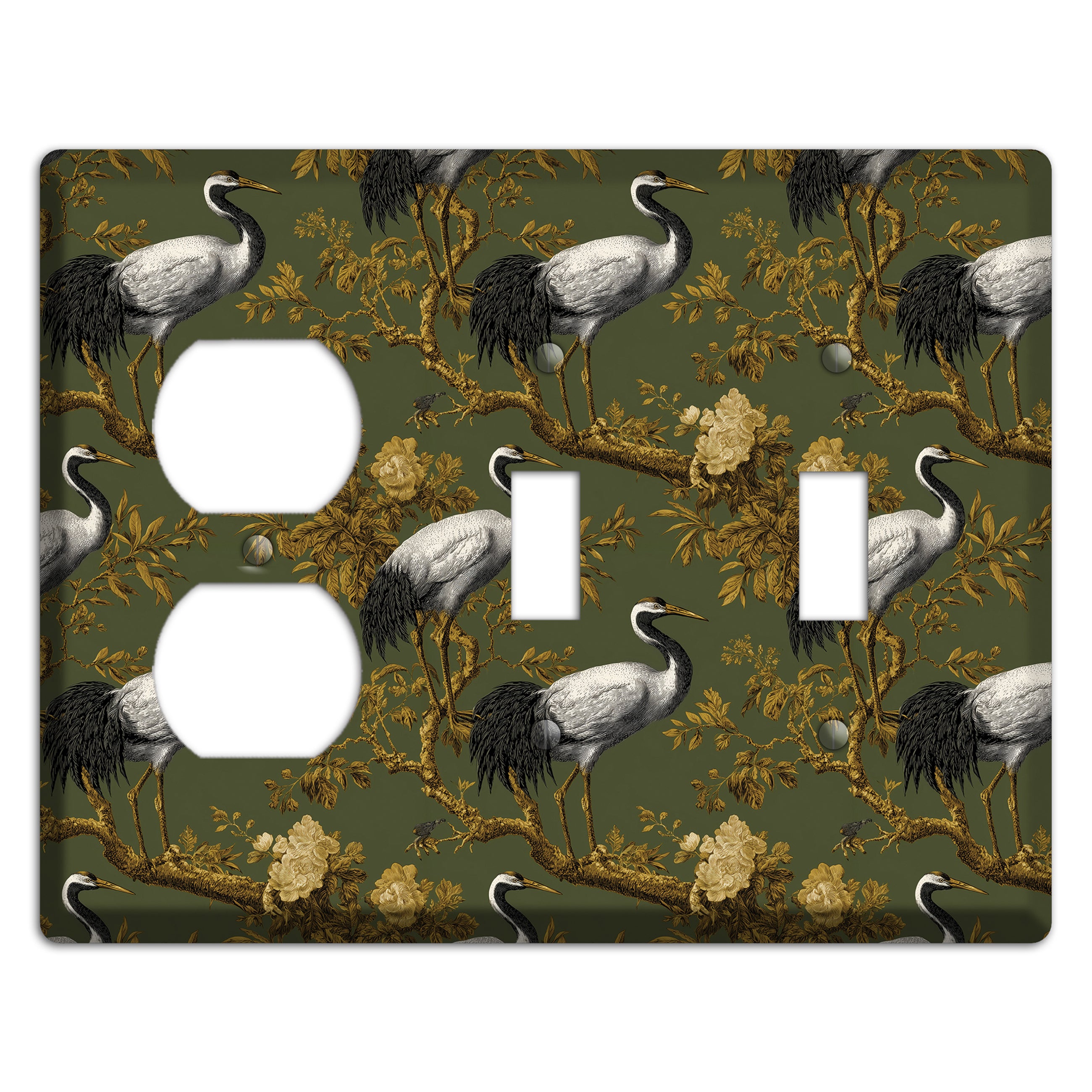 Olive Toile Sanctuary Duplex / 2 Toggle Wallplate