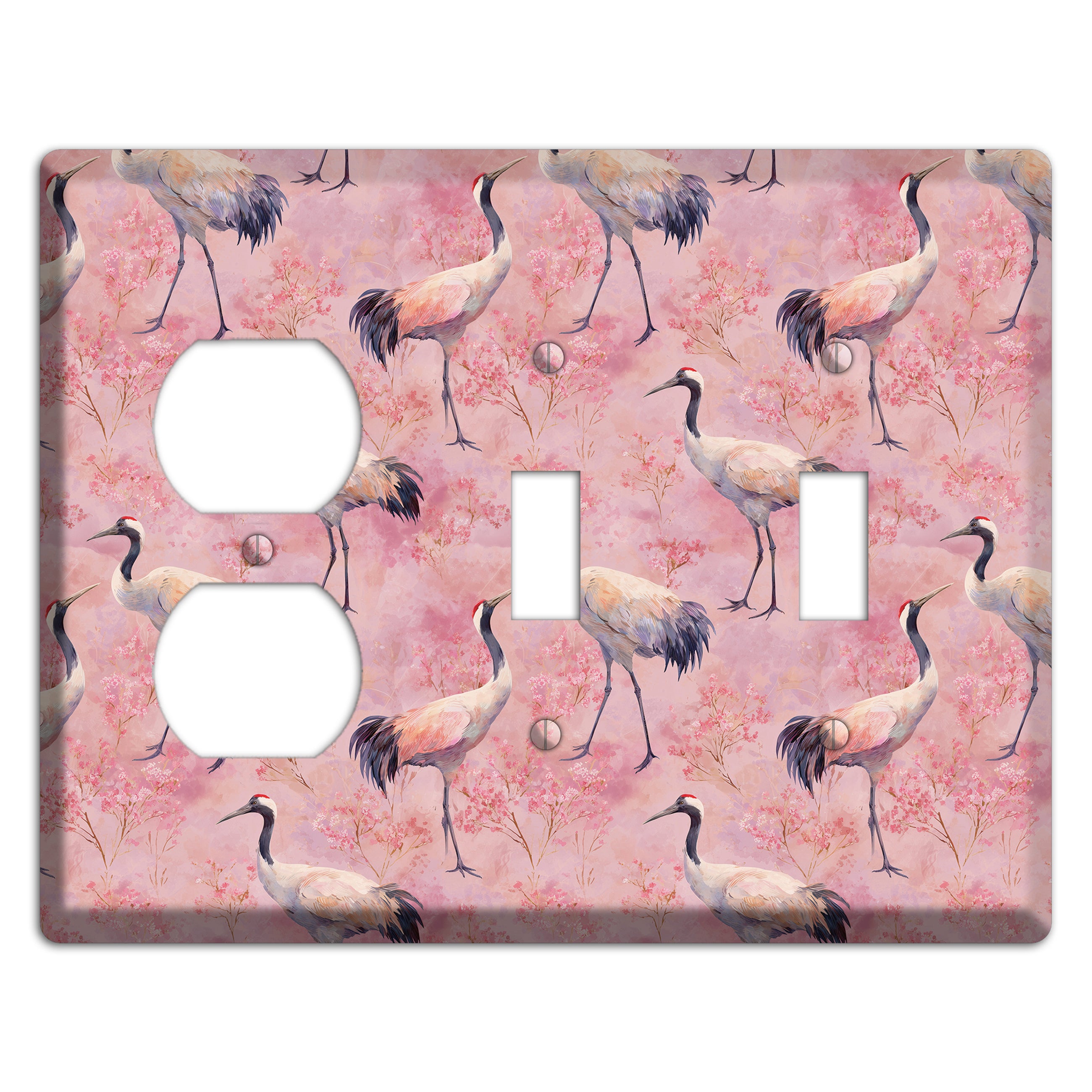 Blush Crane Reverie Duplex / 2 Toggle Wallplate