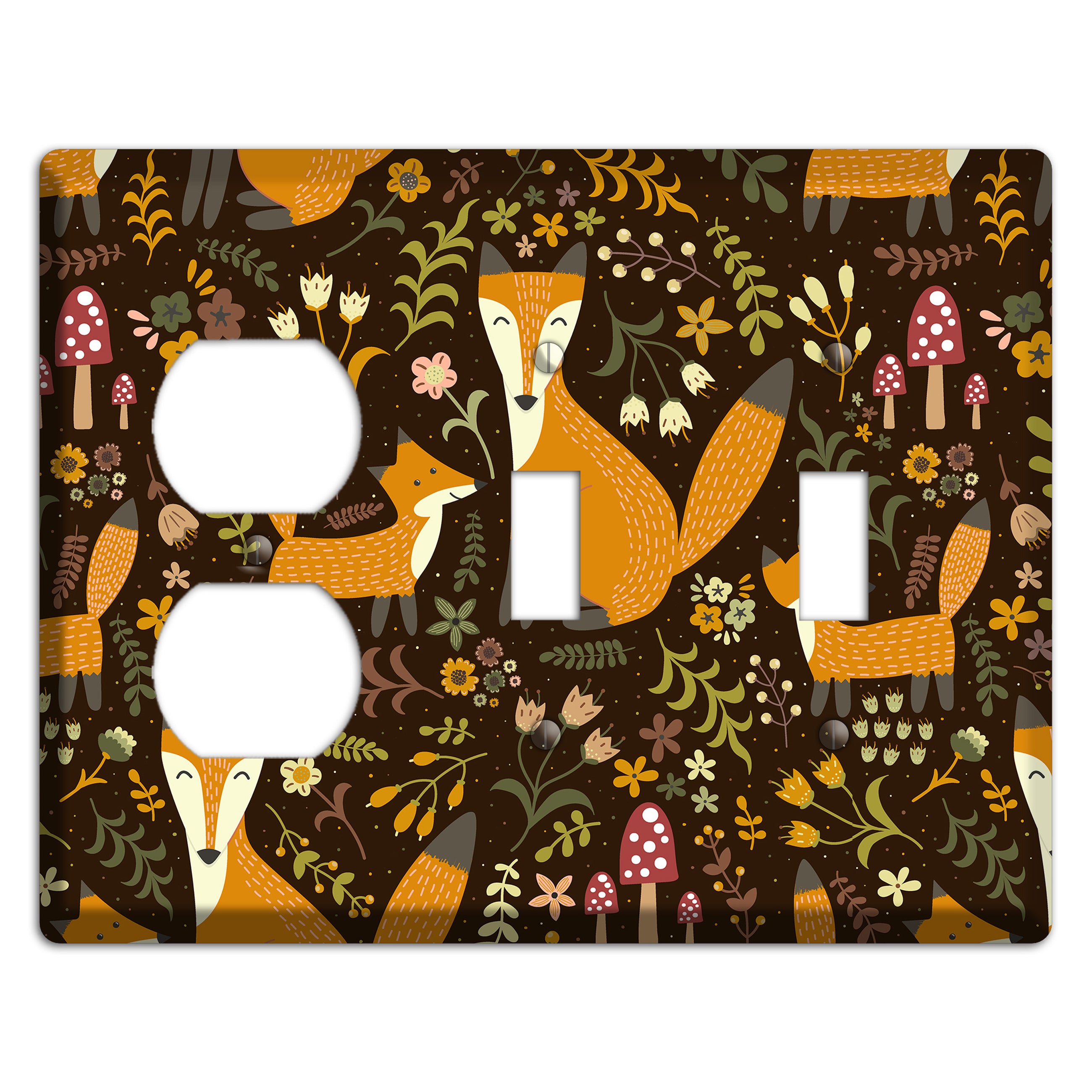 Fox Garden (Chocolate) Duplex / 2 Toggle Wallplate