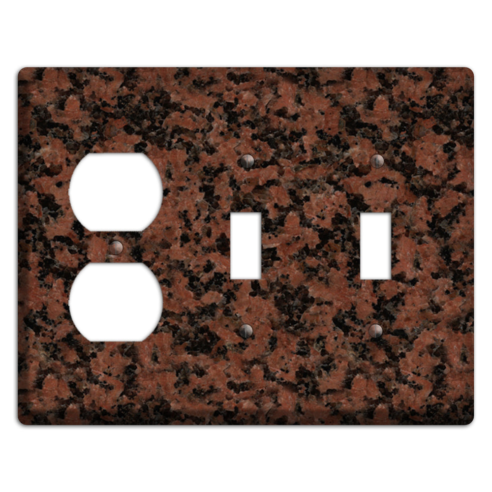 New Imperial Red Granite Duplex / 2 Toggle Wallplate