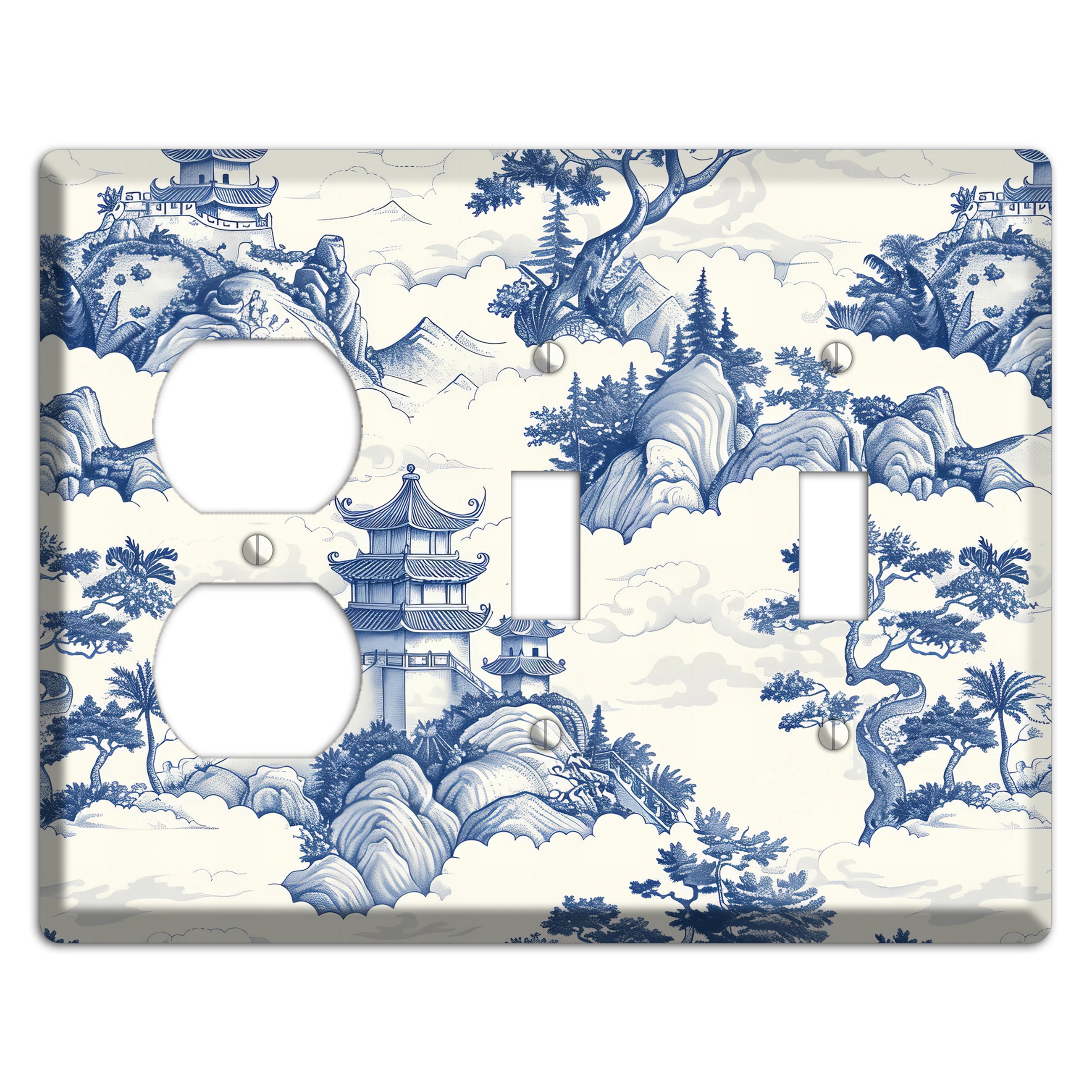 Celestial Pagoda Mist Duplex / 2 Toggle Wallplate