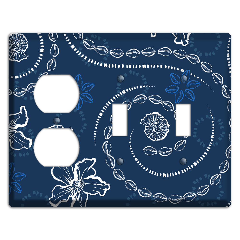 Indigo Cowrie Spiral Duplex / 2 Toggle Wallplate