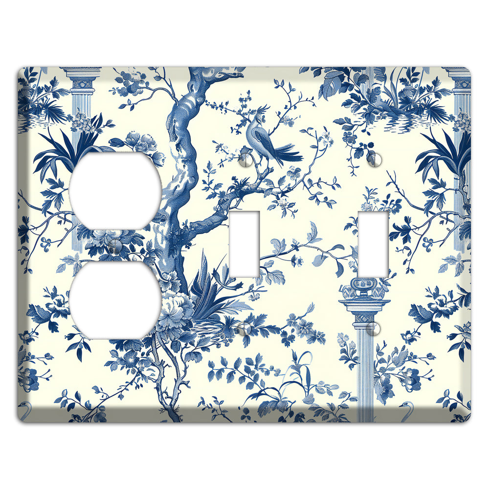 Pagoda & Plume Duplex / 2 Toggle Wallplate