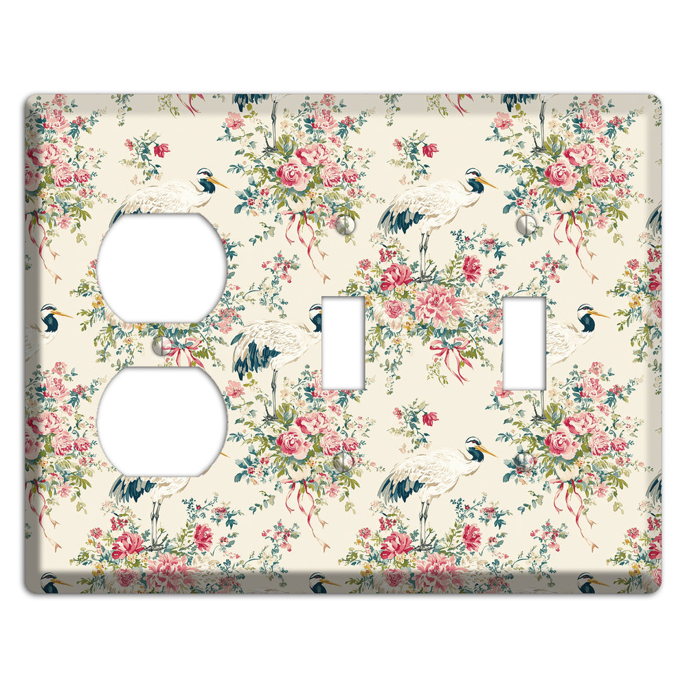Blossom & Crane Duplex / 2 Toggle Wallplate
