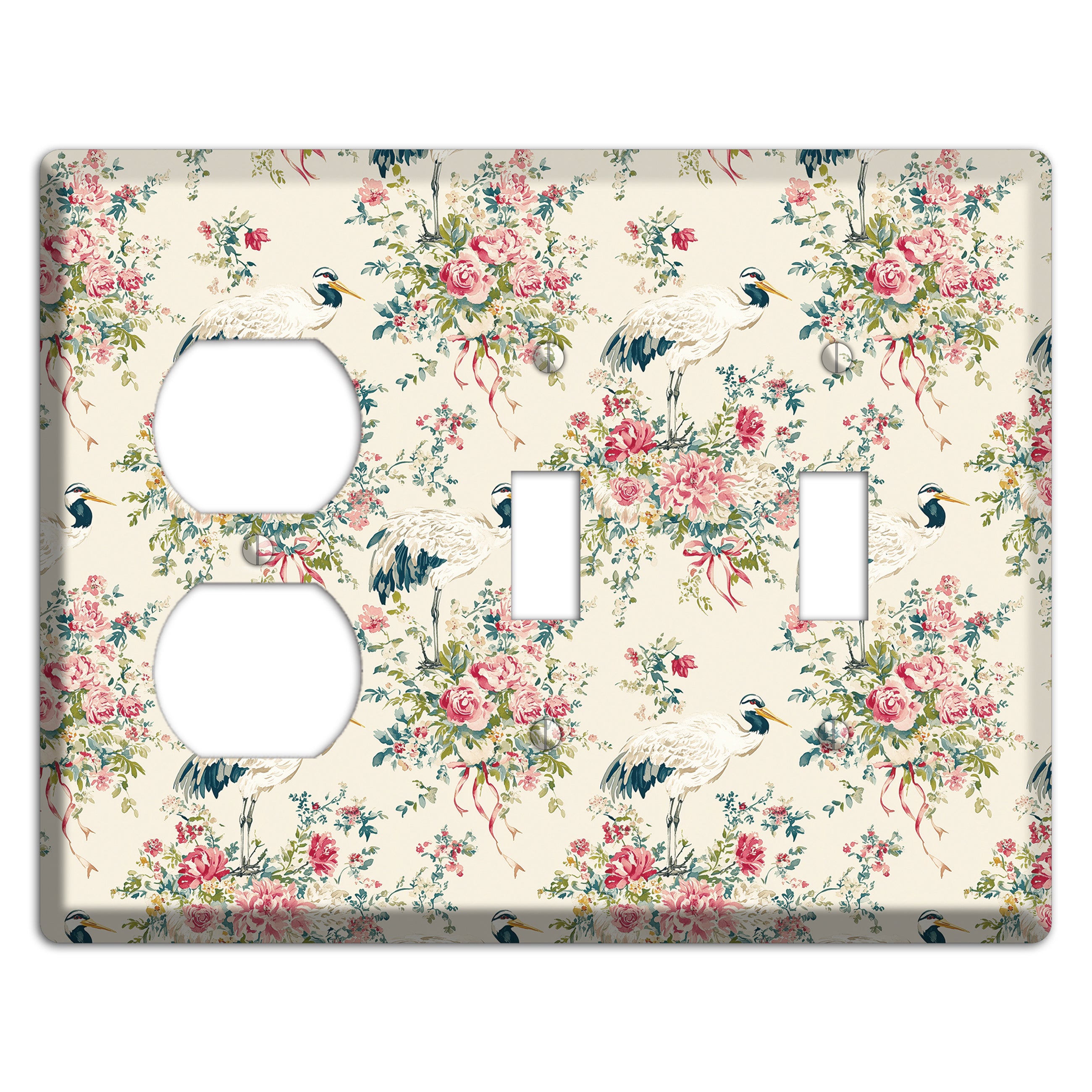 Blossom & Crane Duplex / 2 Toggle Wallplate