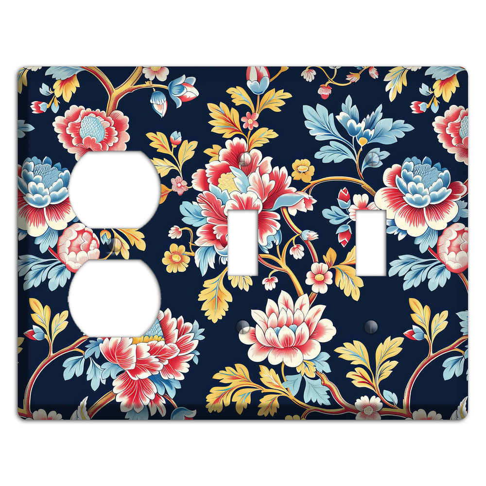 Midnight Garden Bloom Duplex / 2 Toggle Wallplate