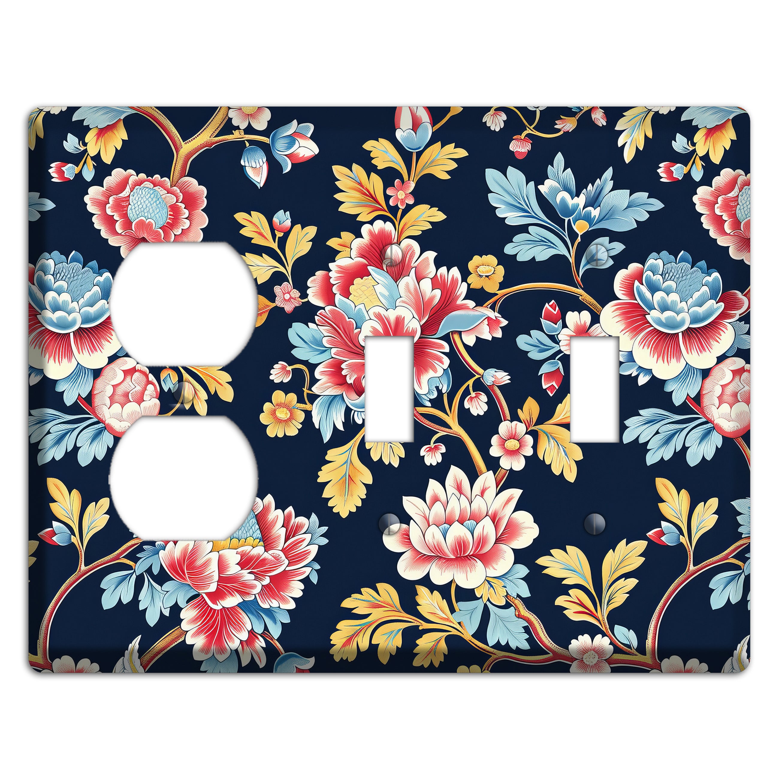 Midnight Garden Bloom Duplex / 2 Toggle Wallplate