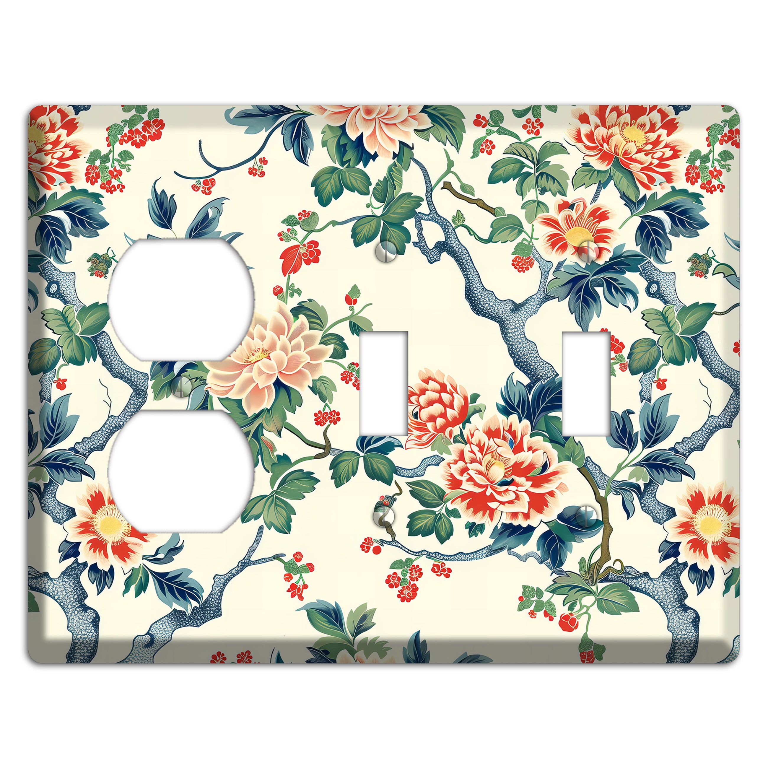 Peony & Branch Duplex / 2 Toggle Wallplate