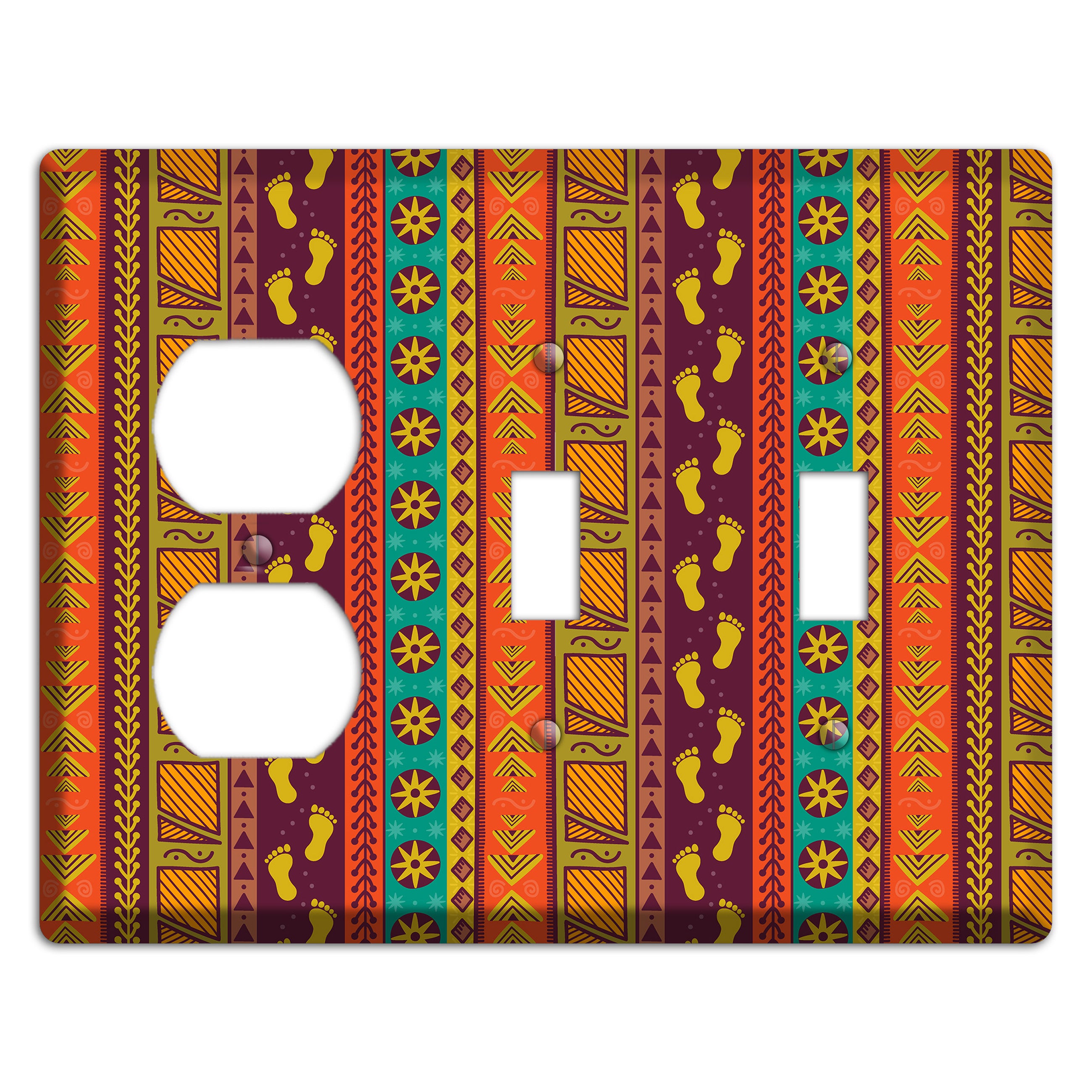 Tribal Footsteps Duplex / 2 Toggle Wallplate