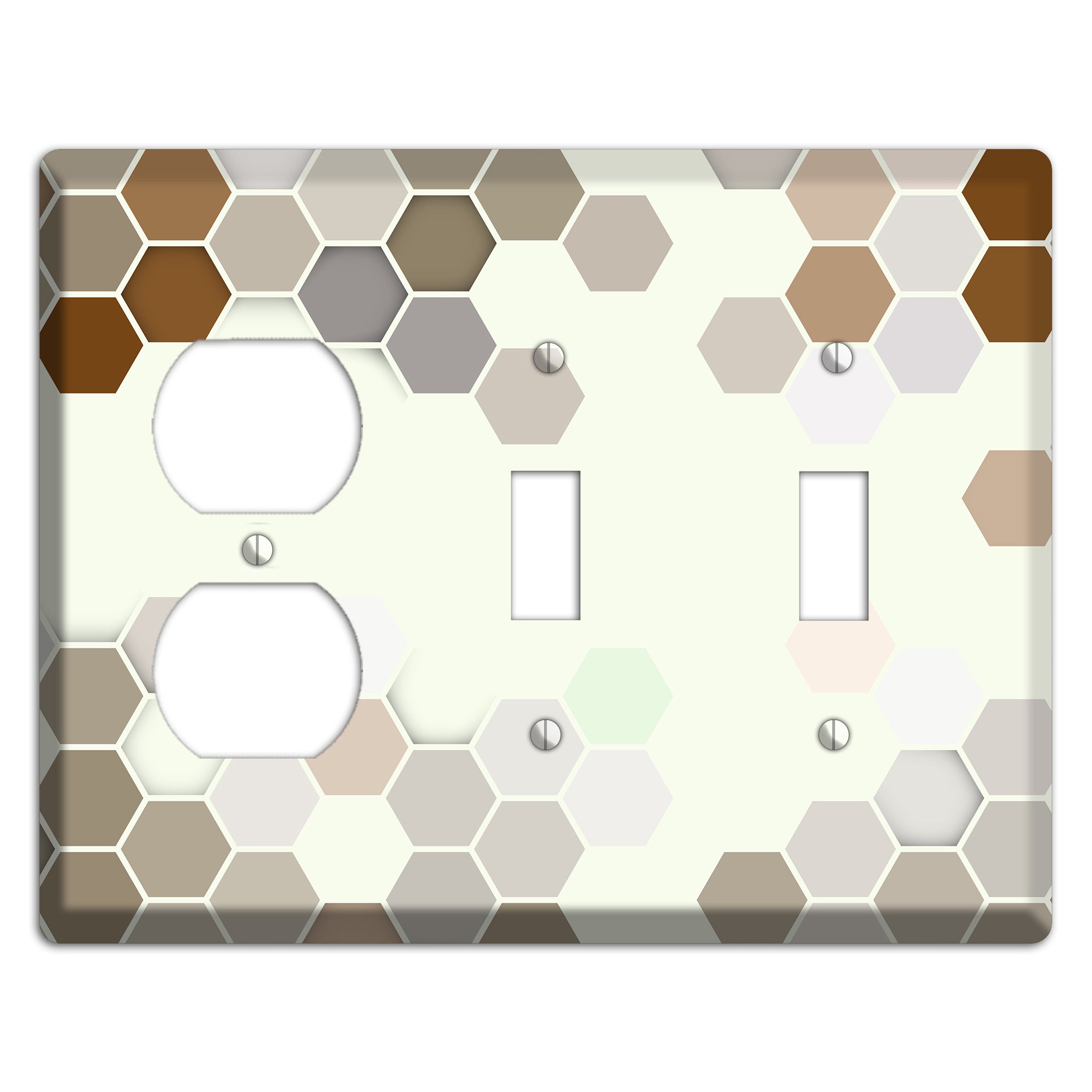Earth-Toned Honeycomb Mosaic Duplex / 2 Toggle Wallplate