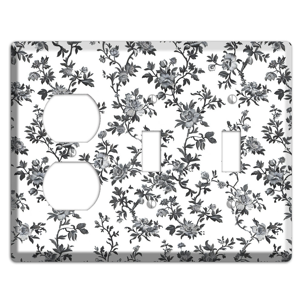 Ink & Ivory Trellis Duplex / 2 Toggle Wallplate