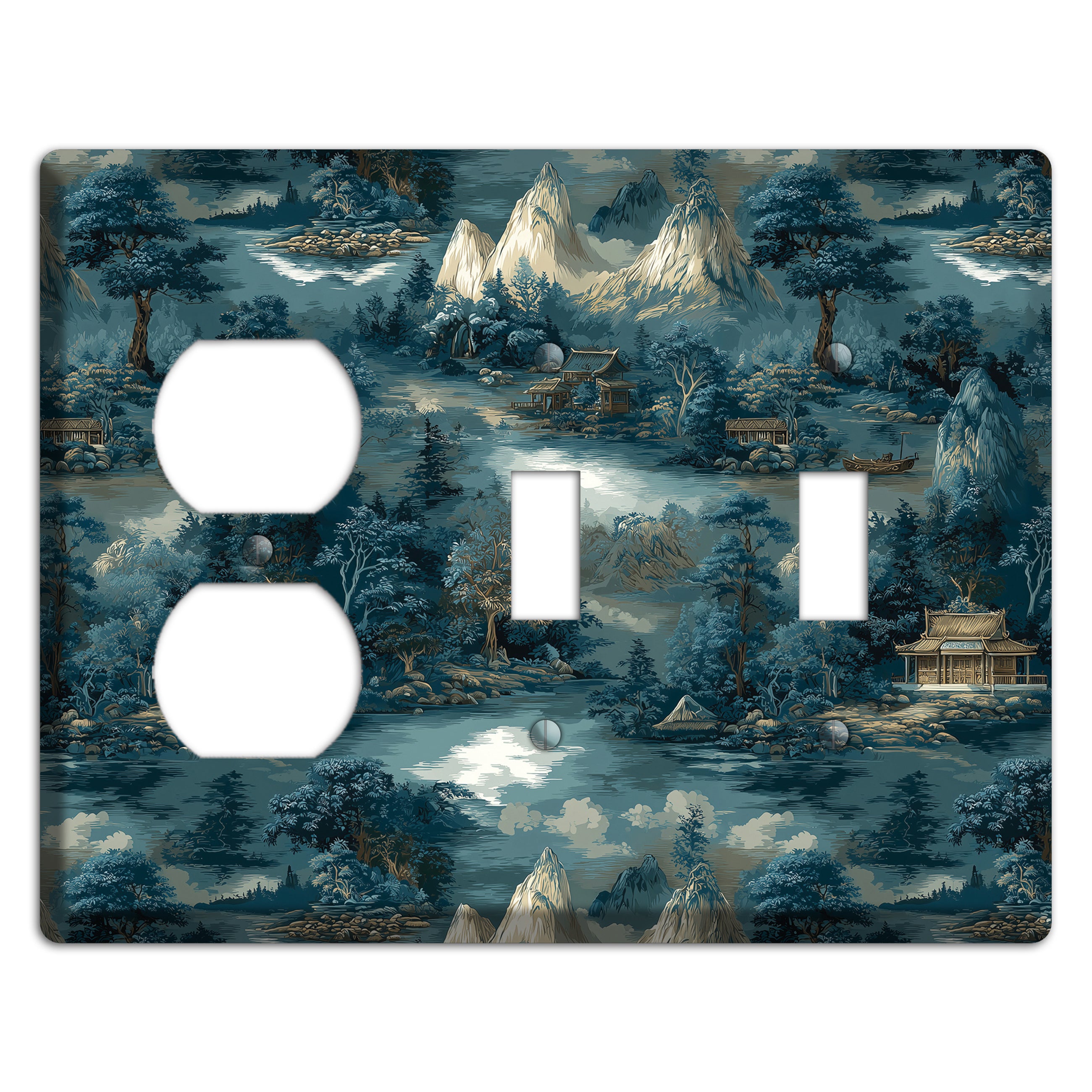 River Mist Refuge Duplex / 2 Toggle Wallplate