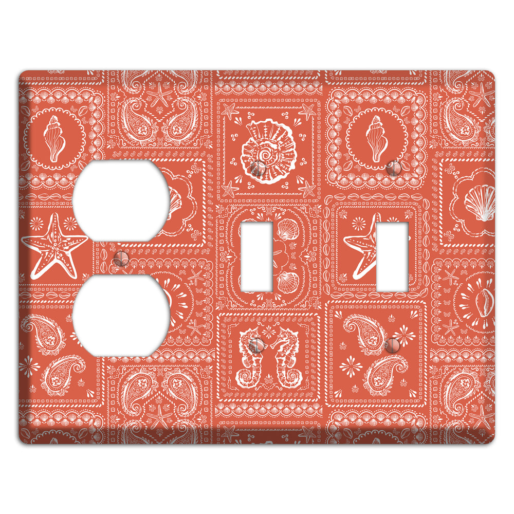 Terracotta Shell Patchwork Duplex / 2 Toggle Wallplate