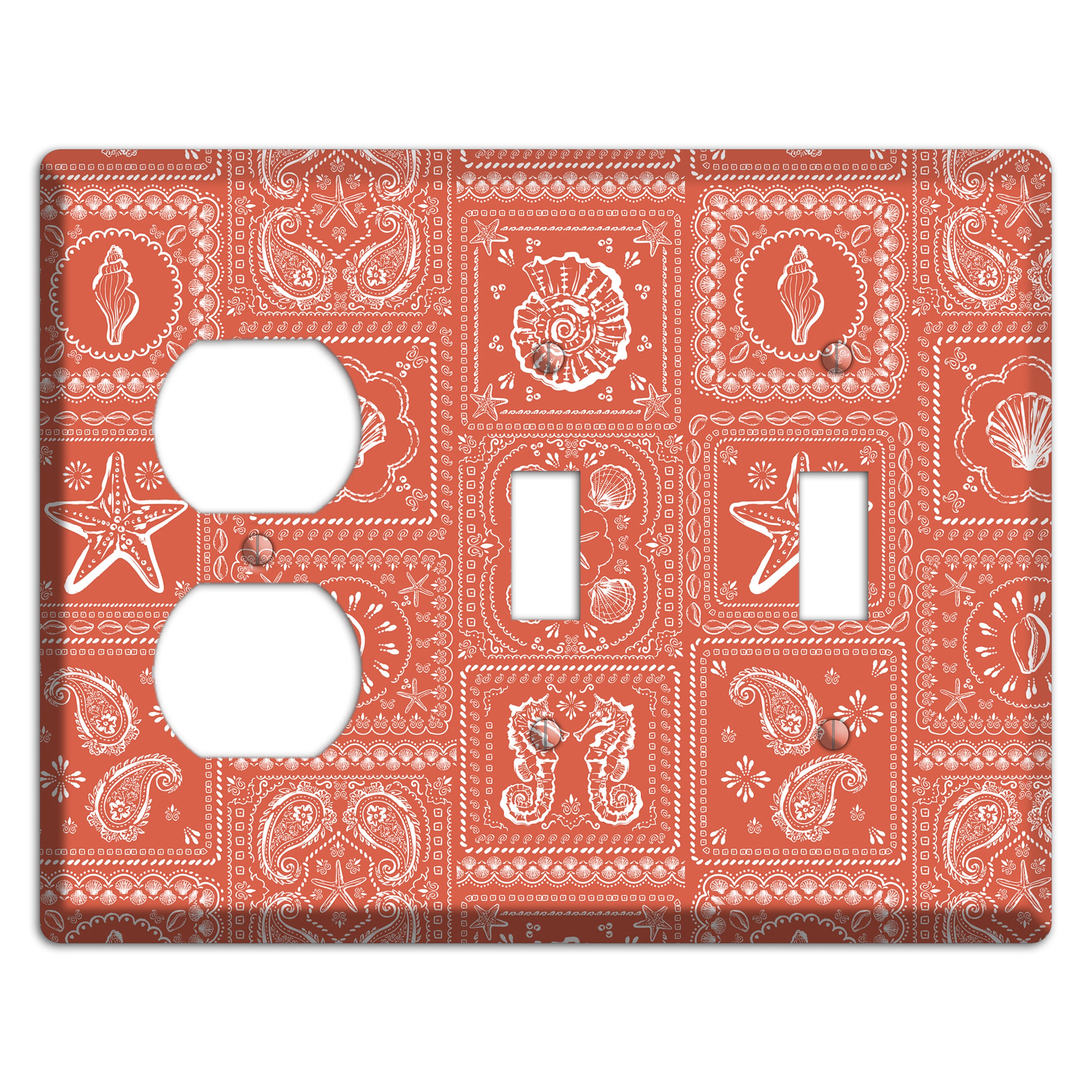 Terracotta Shell Patchwork Duplex / 2 Toggle Wallplate