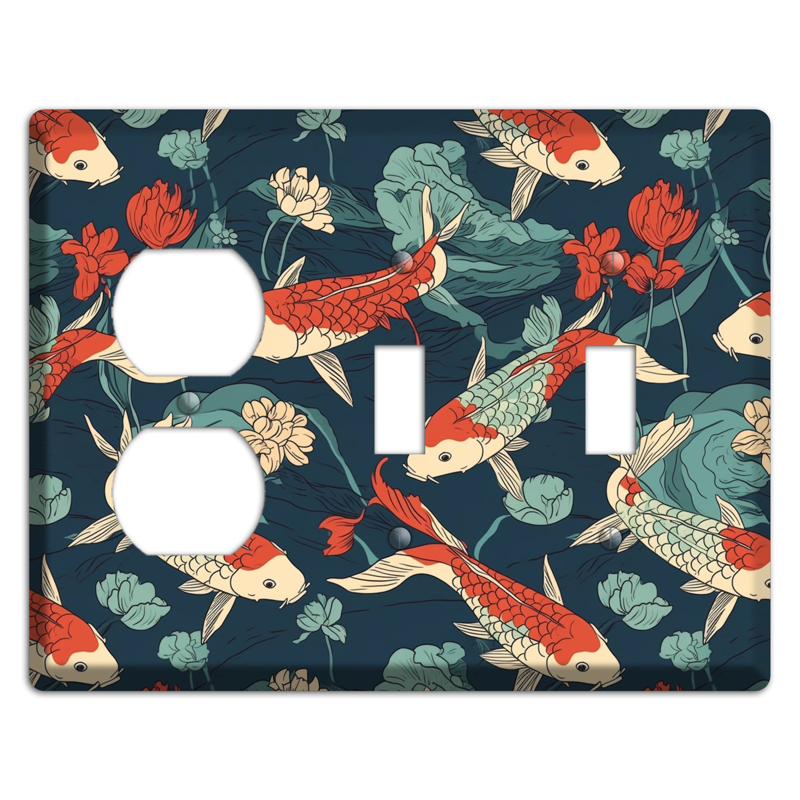 Koi & Lotus Drift Duplex / 2 Toggle Wallplate