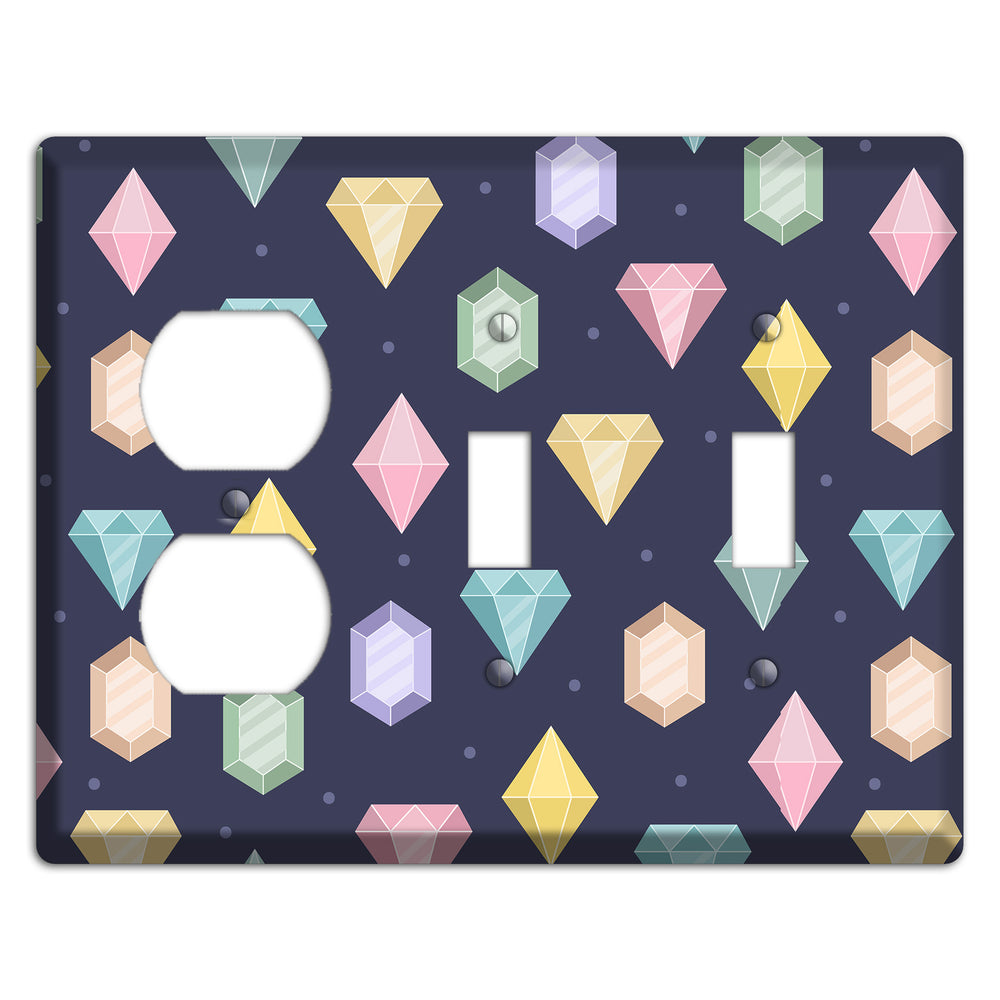 Sparkle Gems Duplex / 2 Toggle Wallplate