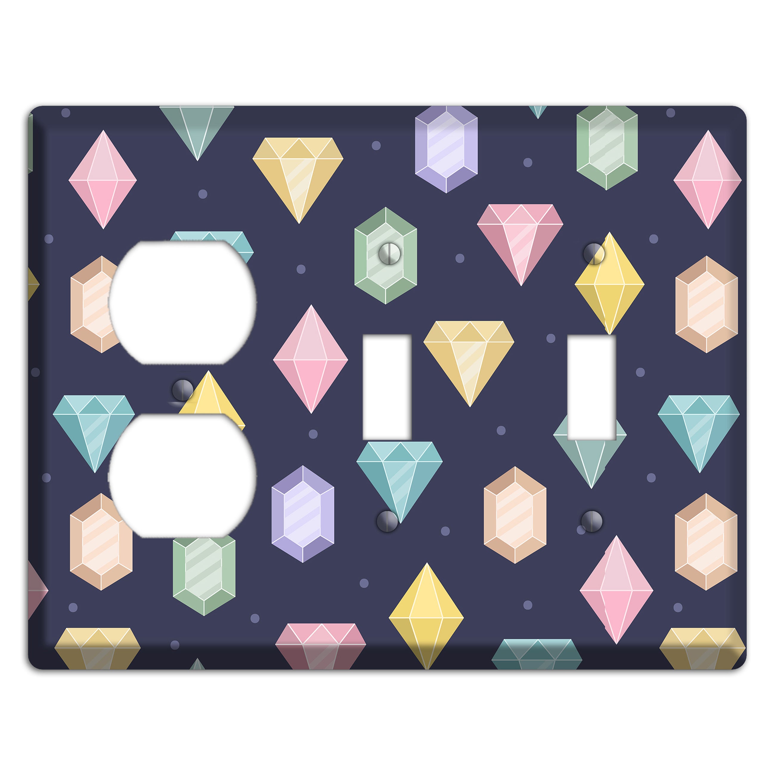 Sparkle Gems Duplex / 2 Toggle Wallplate