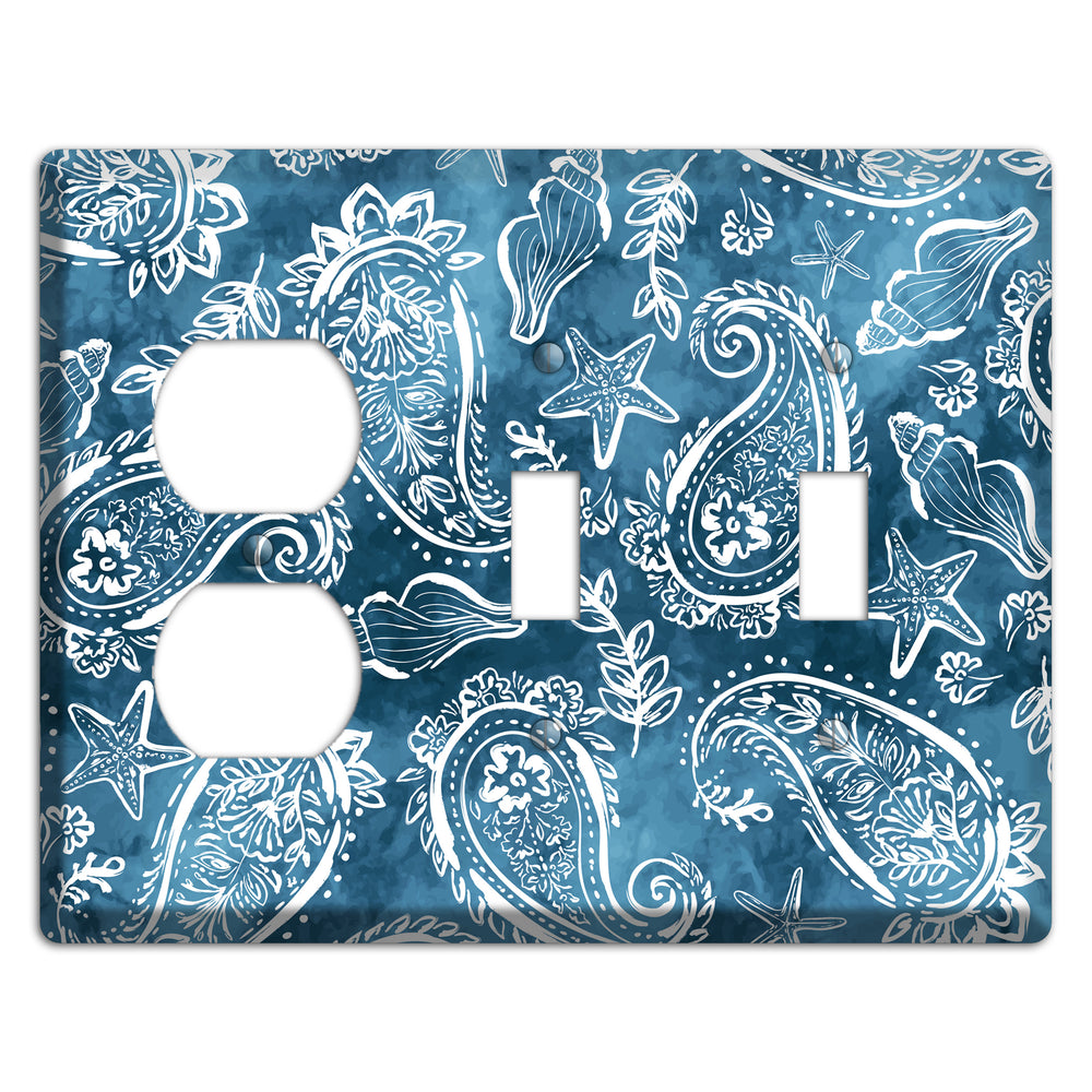 Indigo Tide Paisley Duplex / 2 Toggle Wallplate