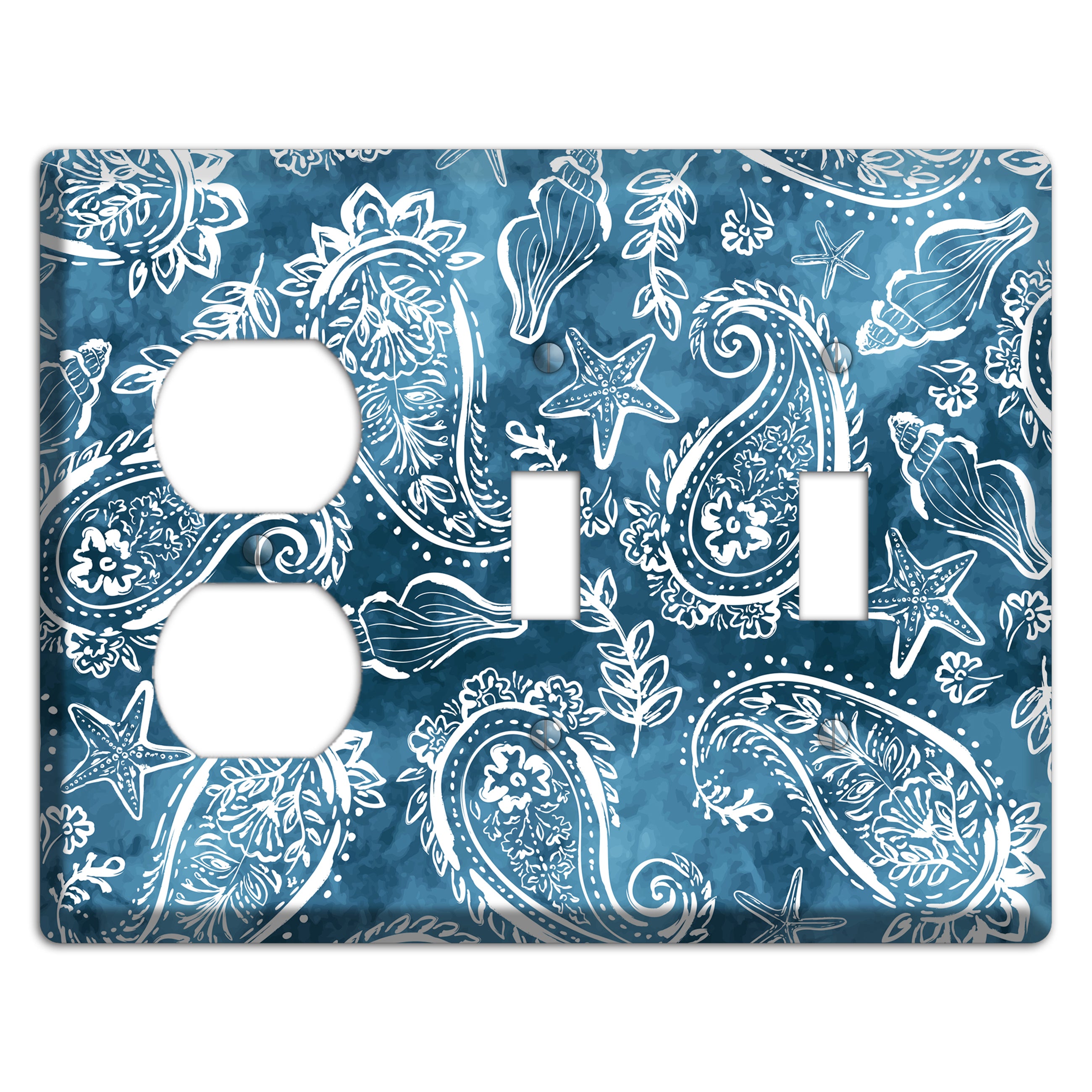 Indigo Tide Paisley Duplex / 2 Toggle Wallplate
