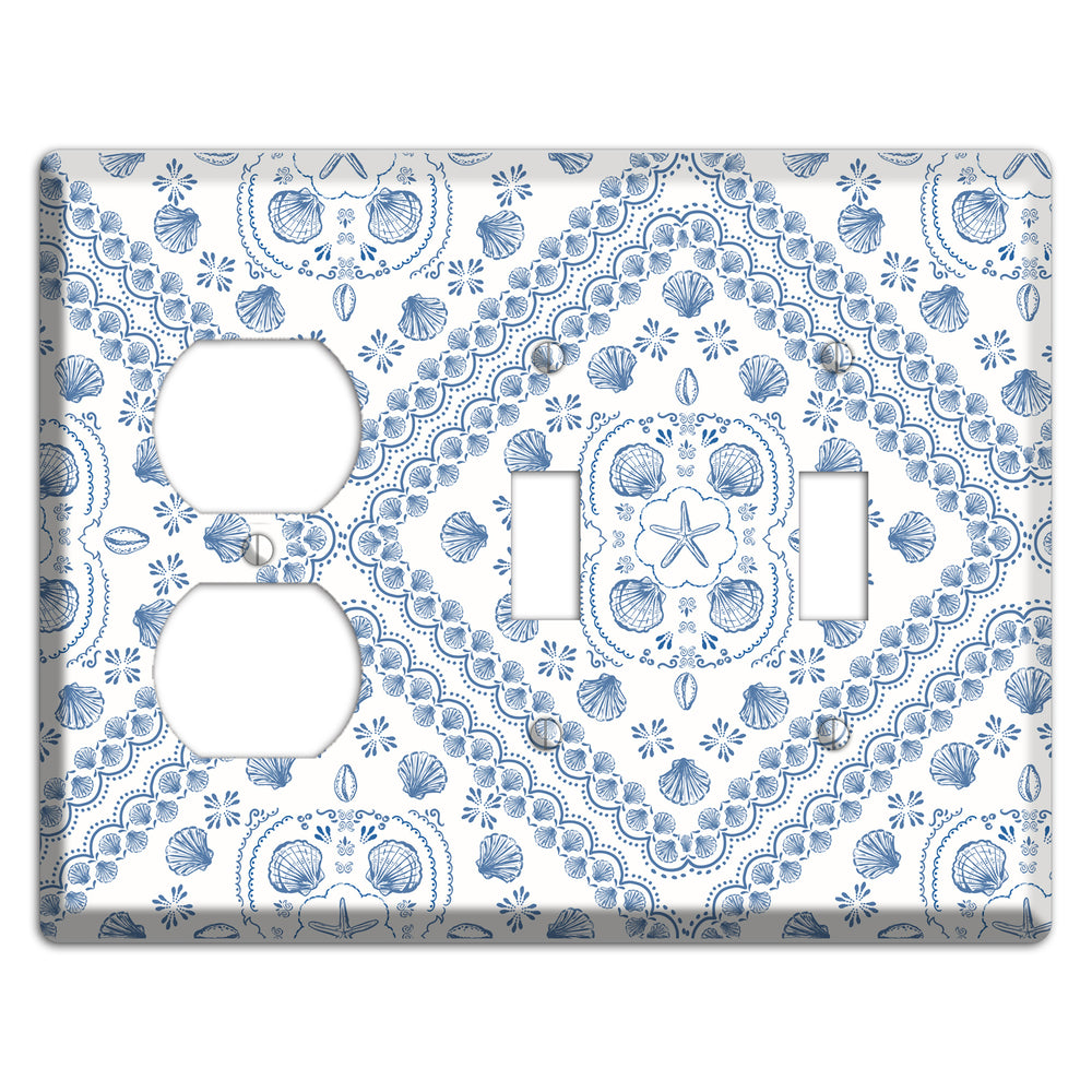 Azure Shell Damask Duplex / 2 Toggle Wallplate