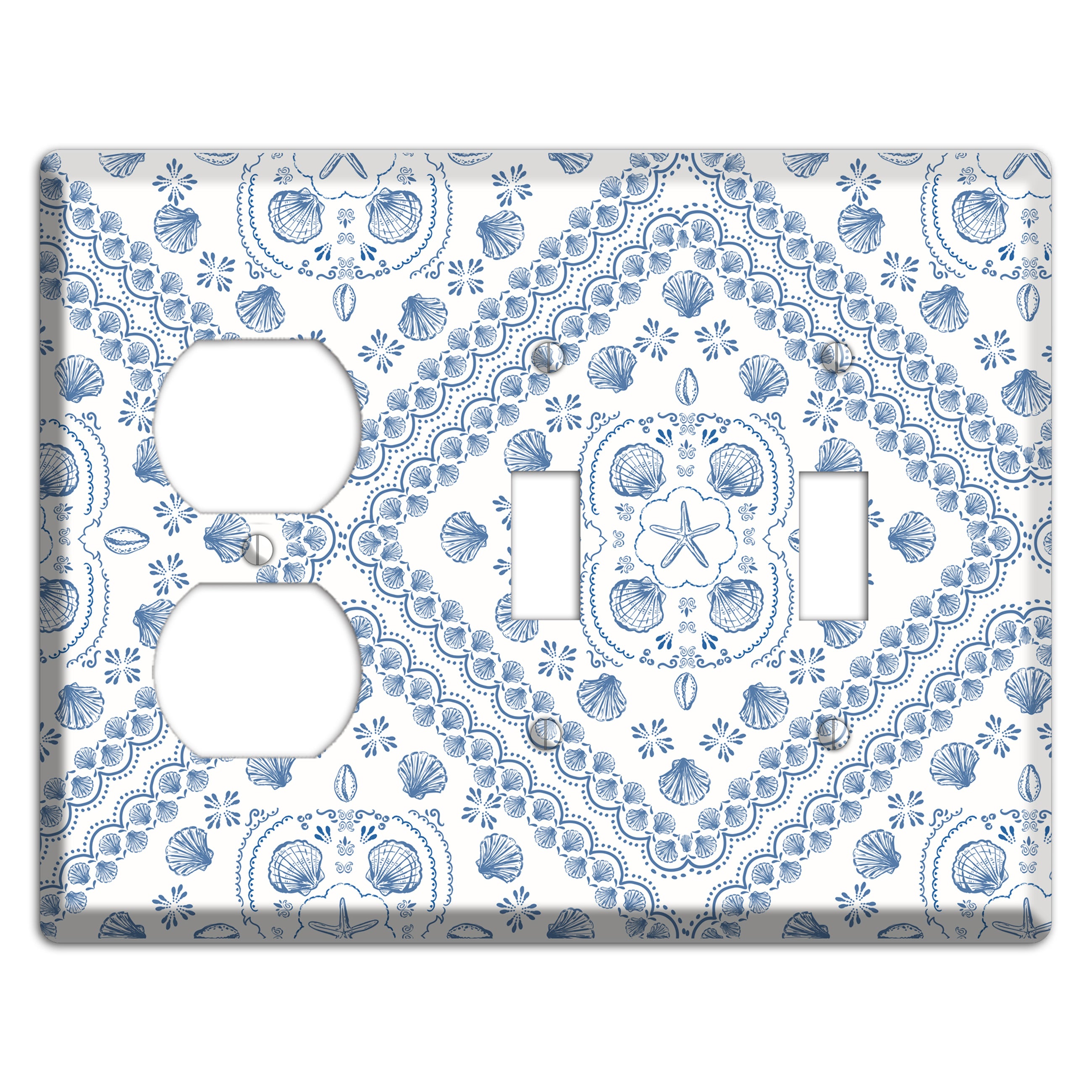 Azure Shell Damask Duplex / 2 Toggle Wallplate