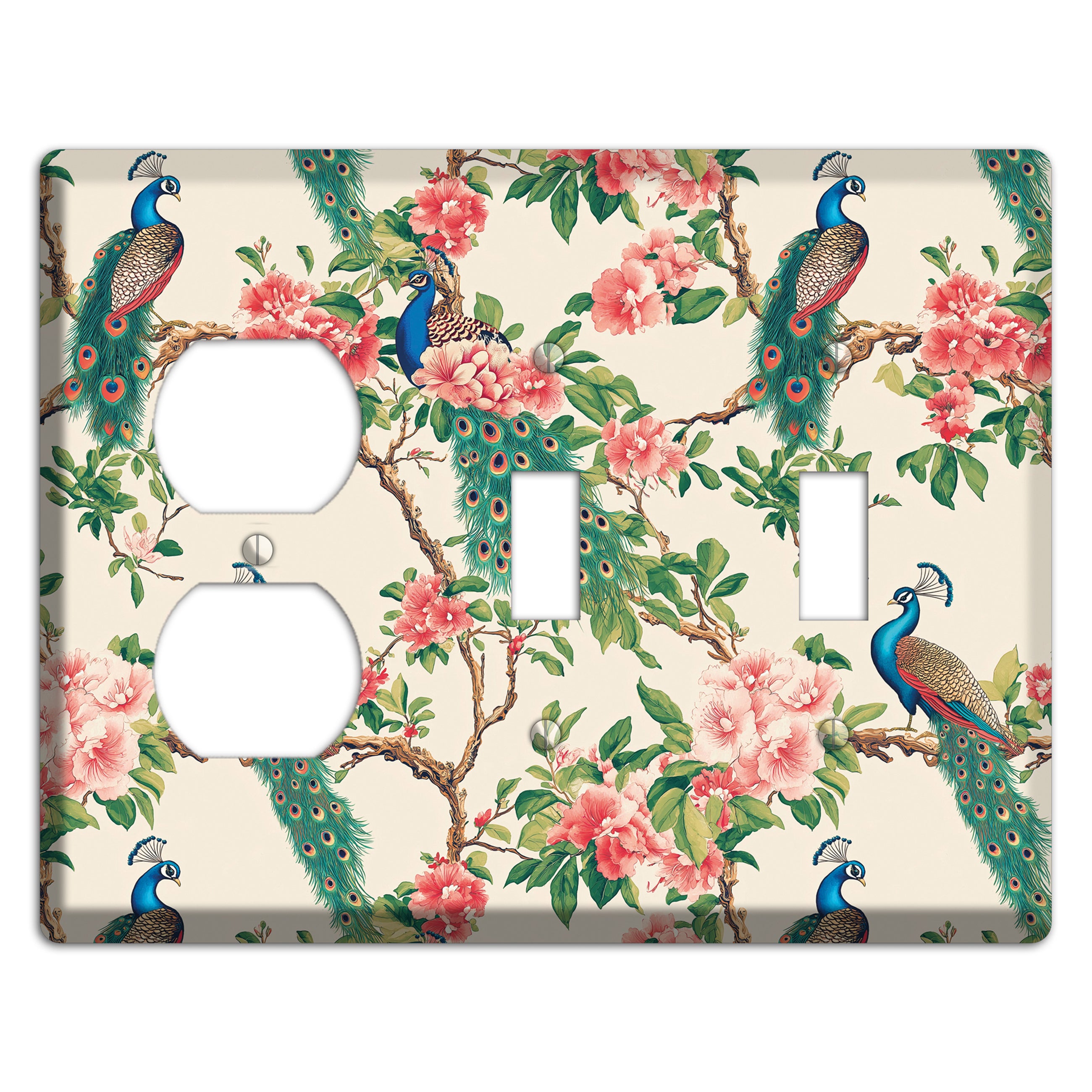 Peacock & Peony Court Duplex / 2 Toggle Wallplate