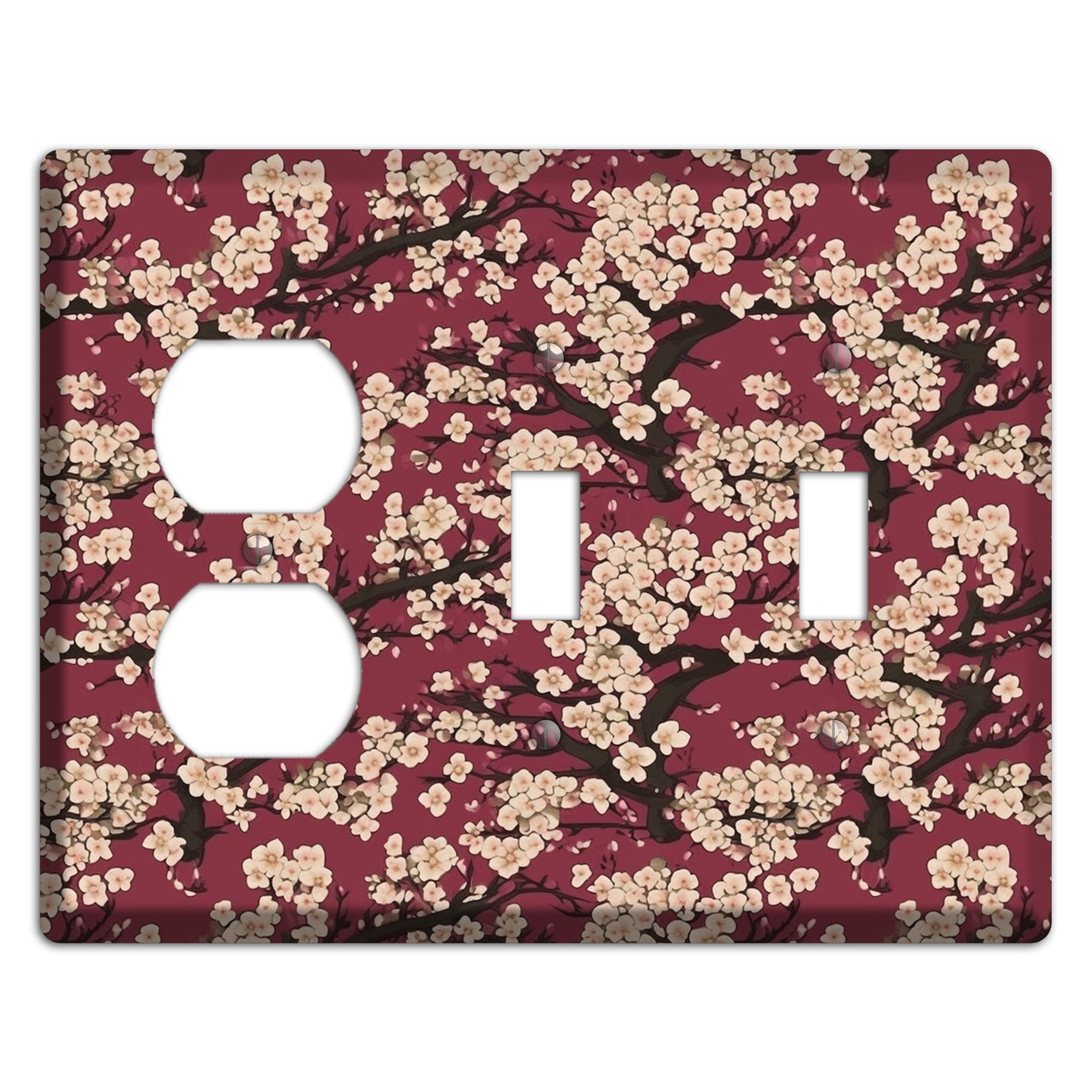 Crimson Plum Drift Duplex / 2 Toggle Wallplate
