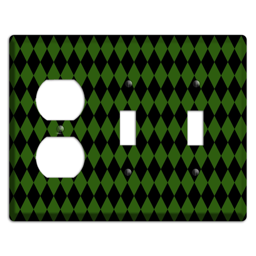 Jester's Diamonds: Green Duplex / 2 Toggle Wallplate