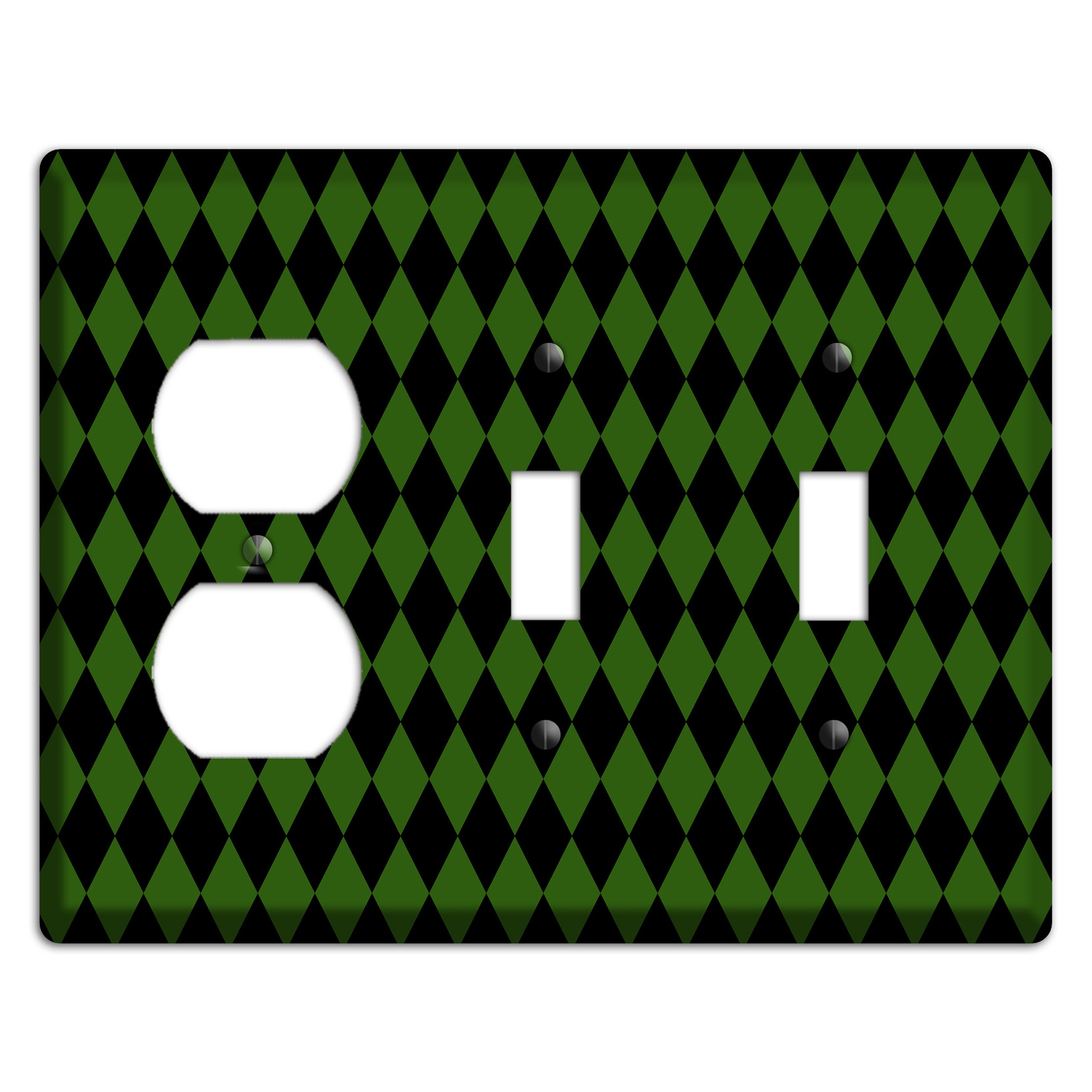 Jester's Diamonds: Green Duplex / 2 Toggle Wallplate
