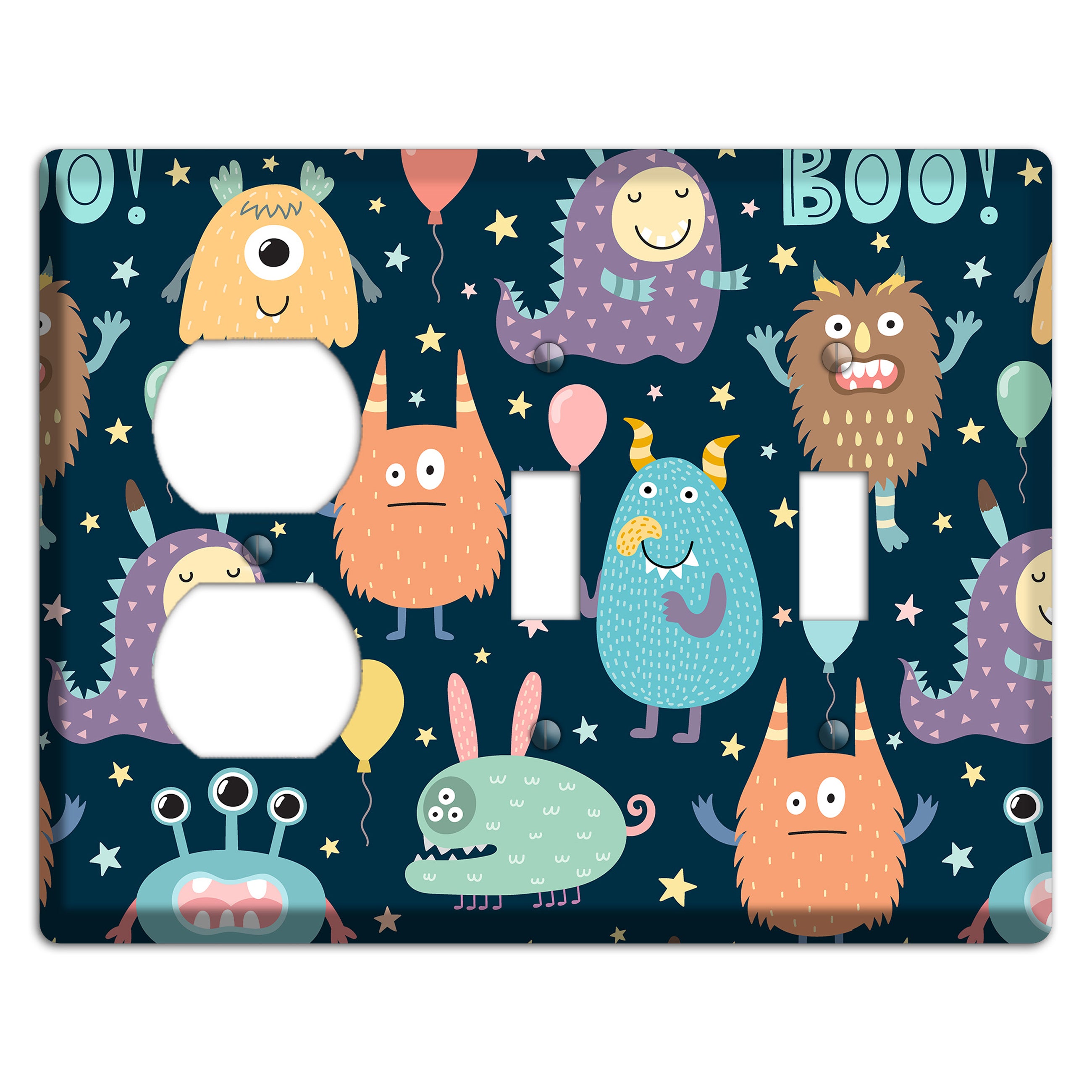 Monster Parade (Navy) Duplex / 2 Toggle Wallplate
