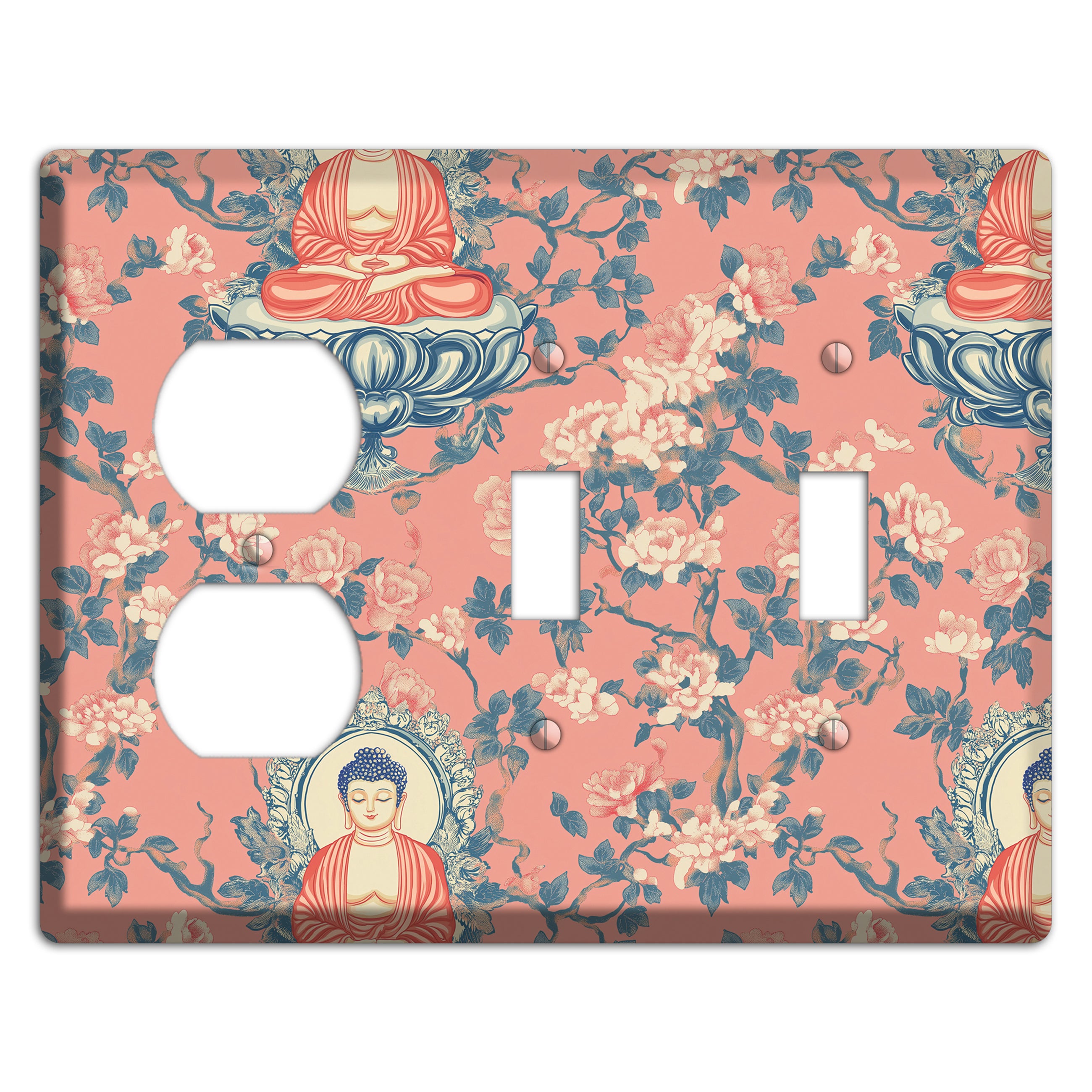 Lotus & Blossom Duplex / 2 Toggle Wallplate
