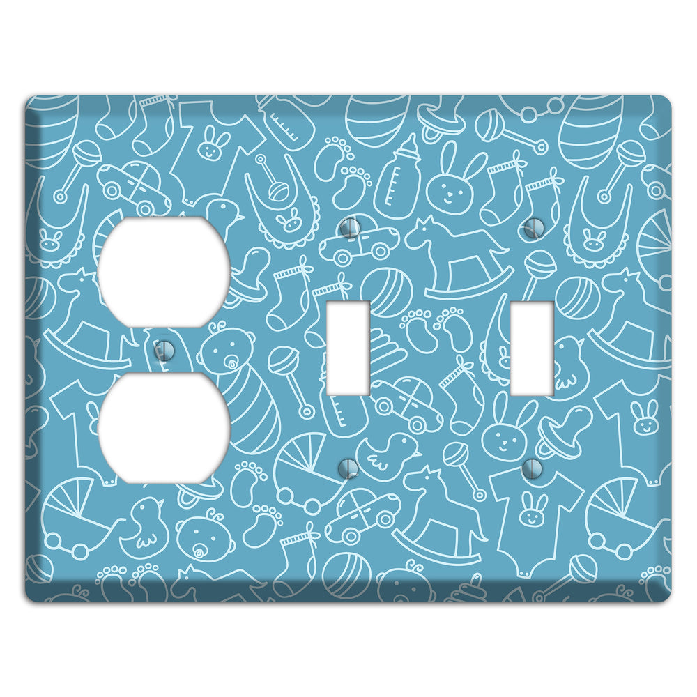 Line Art Baby Blue Duplex / 2 Toggle Wallplate
