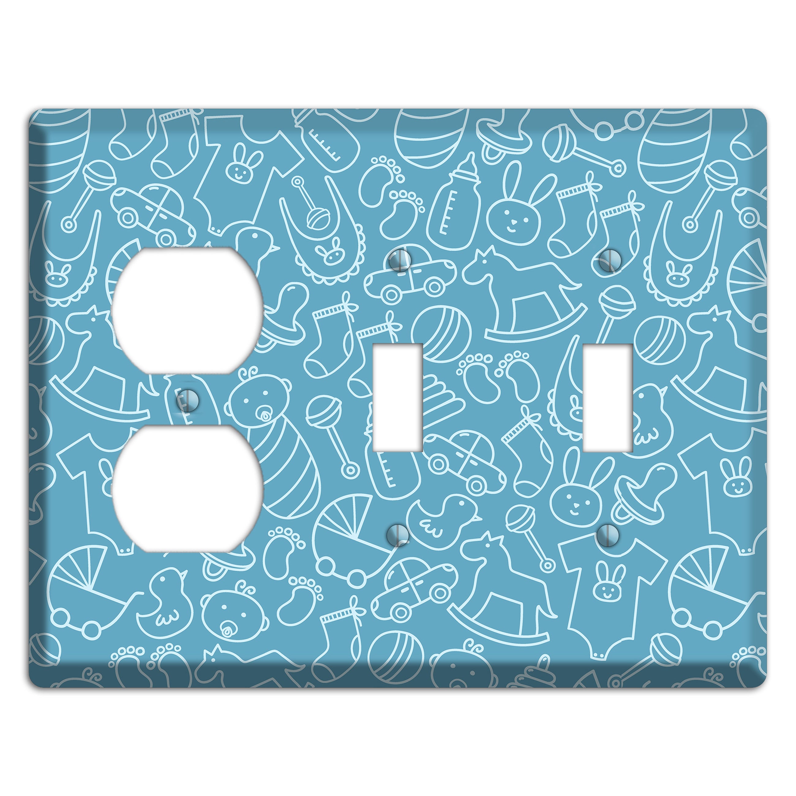 Line Art Baby Blue Duplex / 2 Toggle Wallplate