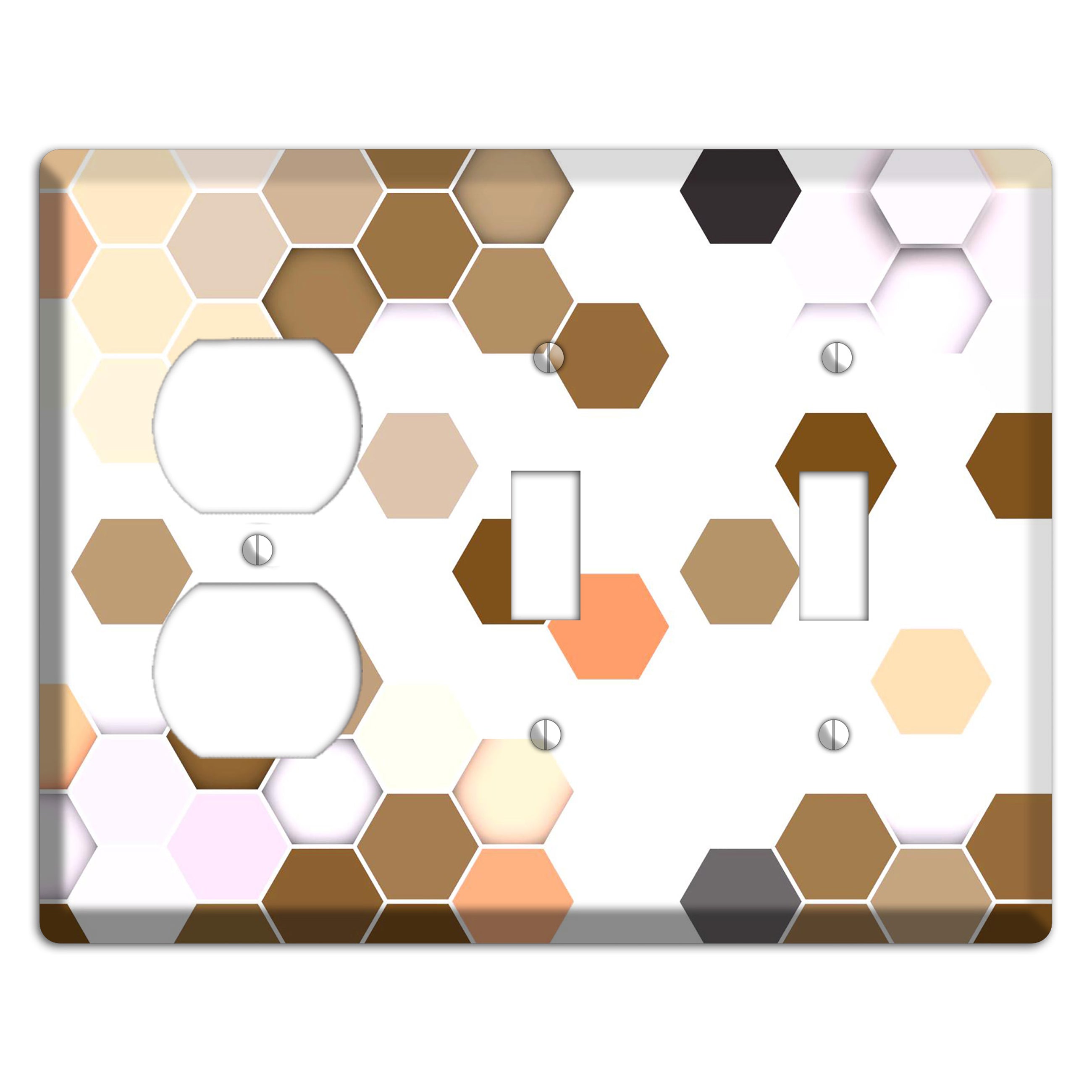 Hex Grid – Sunset Terracotta Duplex / 2 Toggle Wallplate