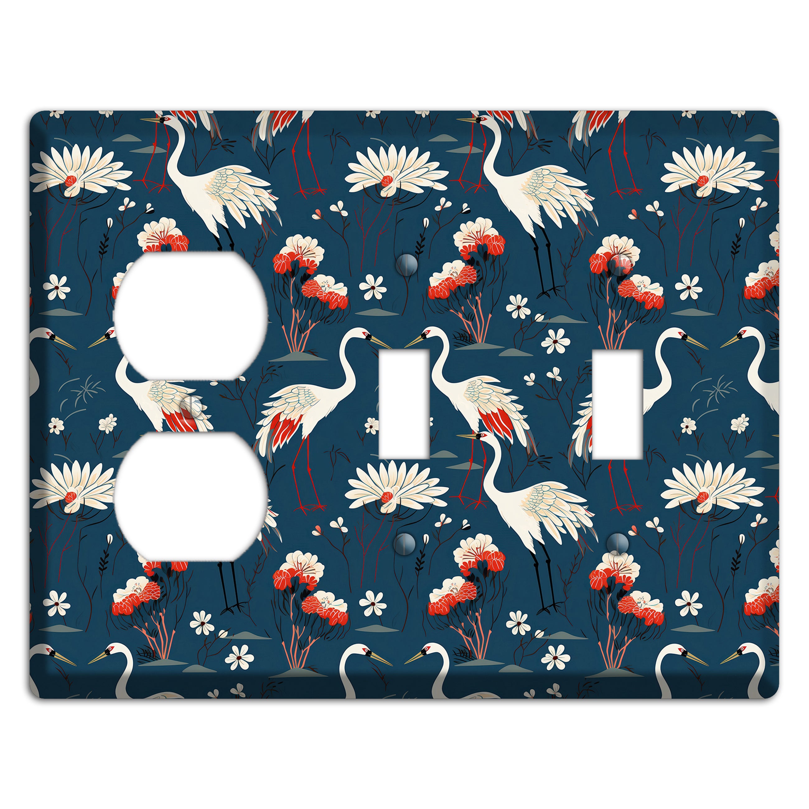 Sapphire Crane Meadow Duplex / 2 Toggle Wallplate