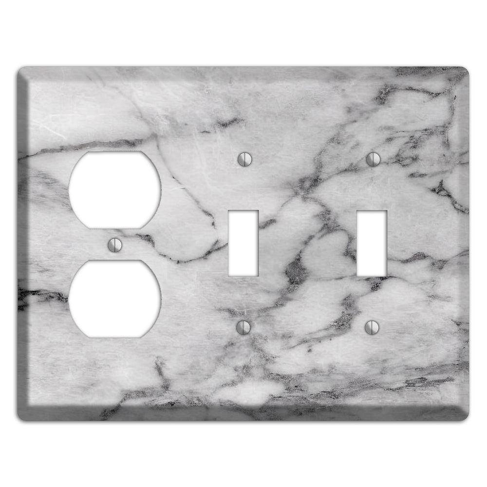 Gray and White Marble Duplex / 2 Toggle Wallplate