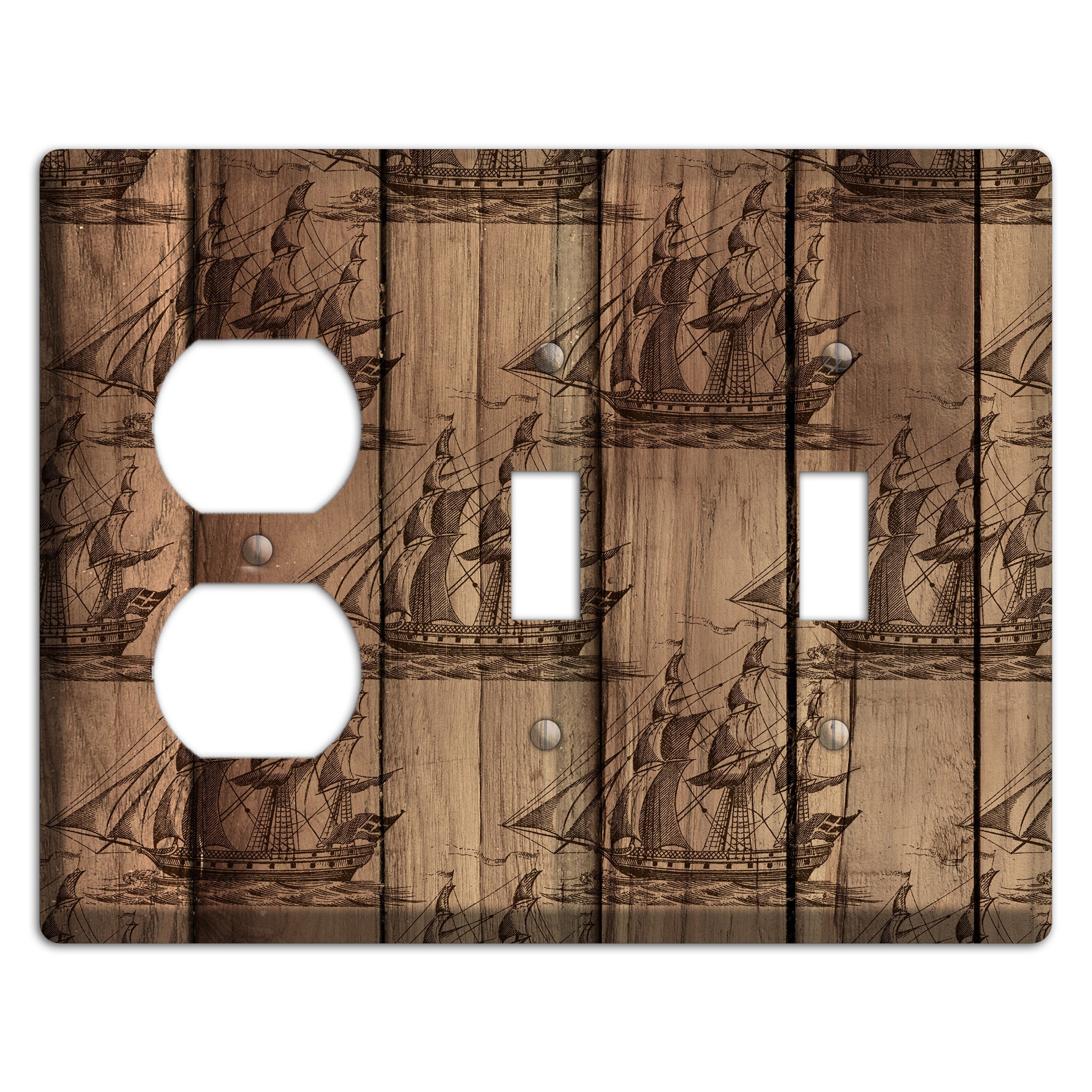 Tall Ships & Timber Duplex / 2 Toggle Wallplate