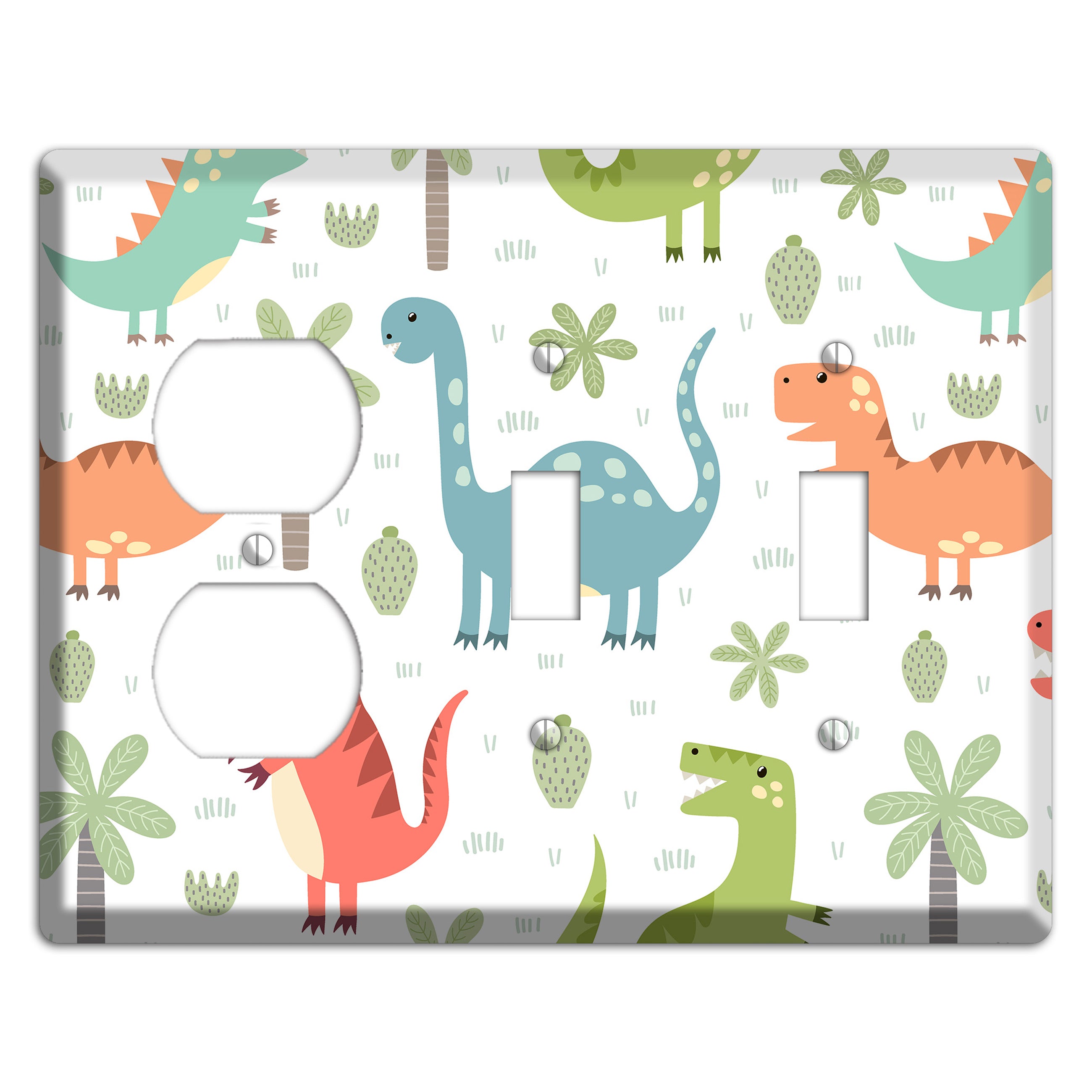 Jurassic Pals (Pastel) Duplex / 2 Toggle Wallplate