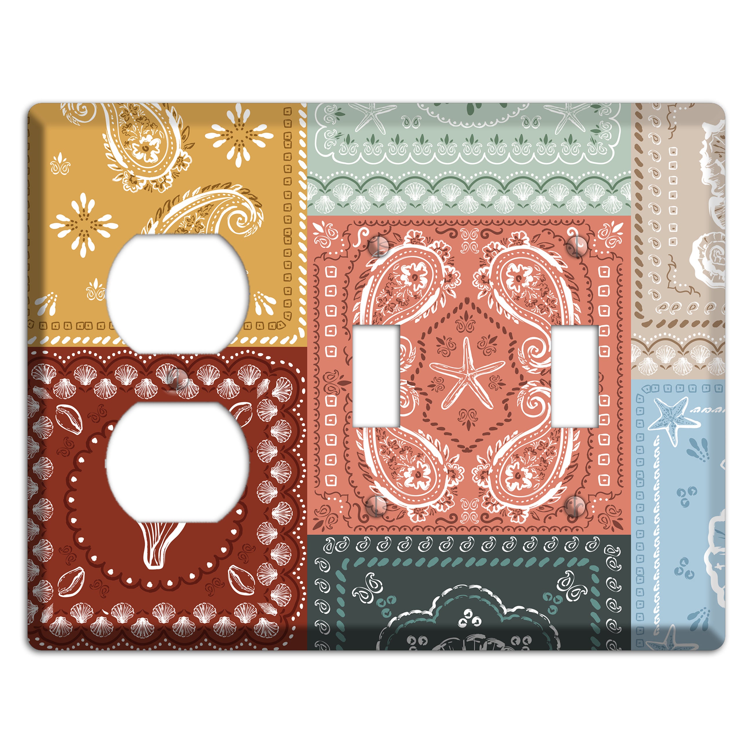 Patchwork Shore Reverie Duplex / 2 Toggle Wallplate